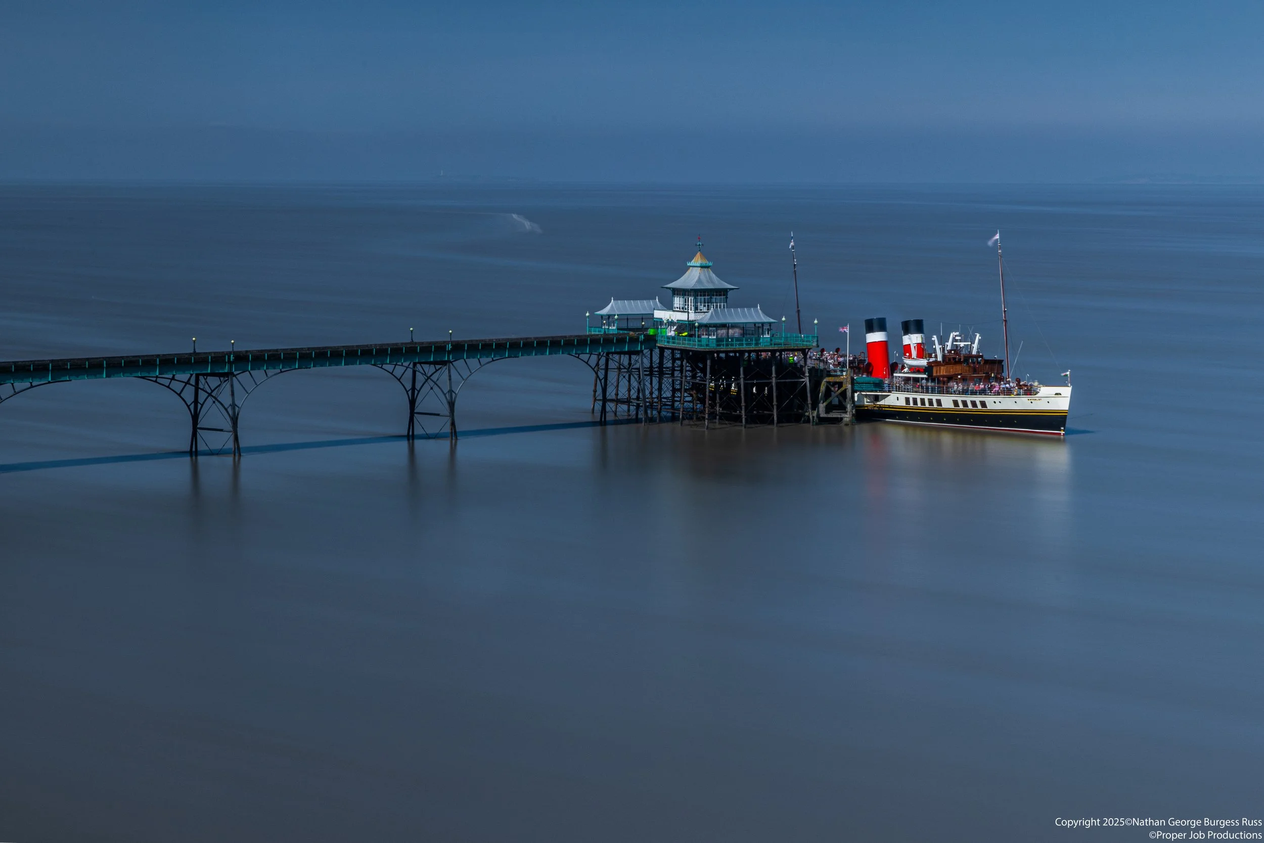 Paddle Steamer Waverley docking at Clevedon Pier, Somerset.

