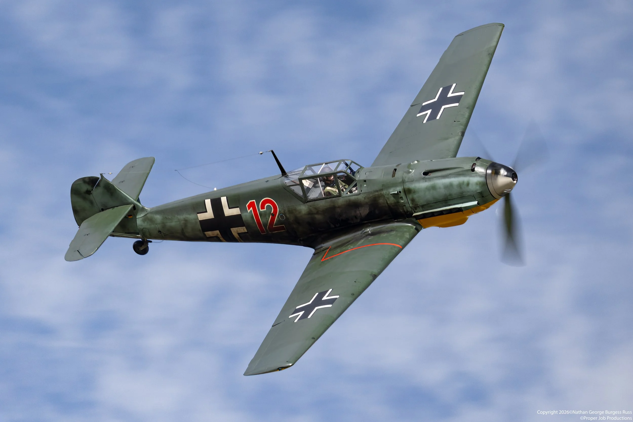 Messerschmitt Bf-109 E4 'Red 12'

This Messerschmitt Bf-109 E4 was built in 1939 and was delivered to the 5th Squadron of Jagdgeschwader 5, which saw action during the Norwegian campaign and the Continuation War in Finland as part of Operation Barbar