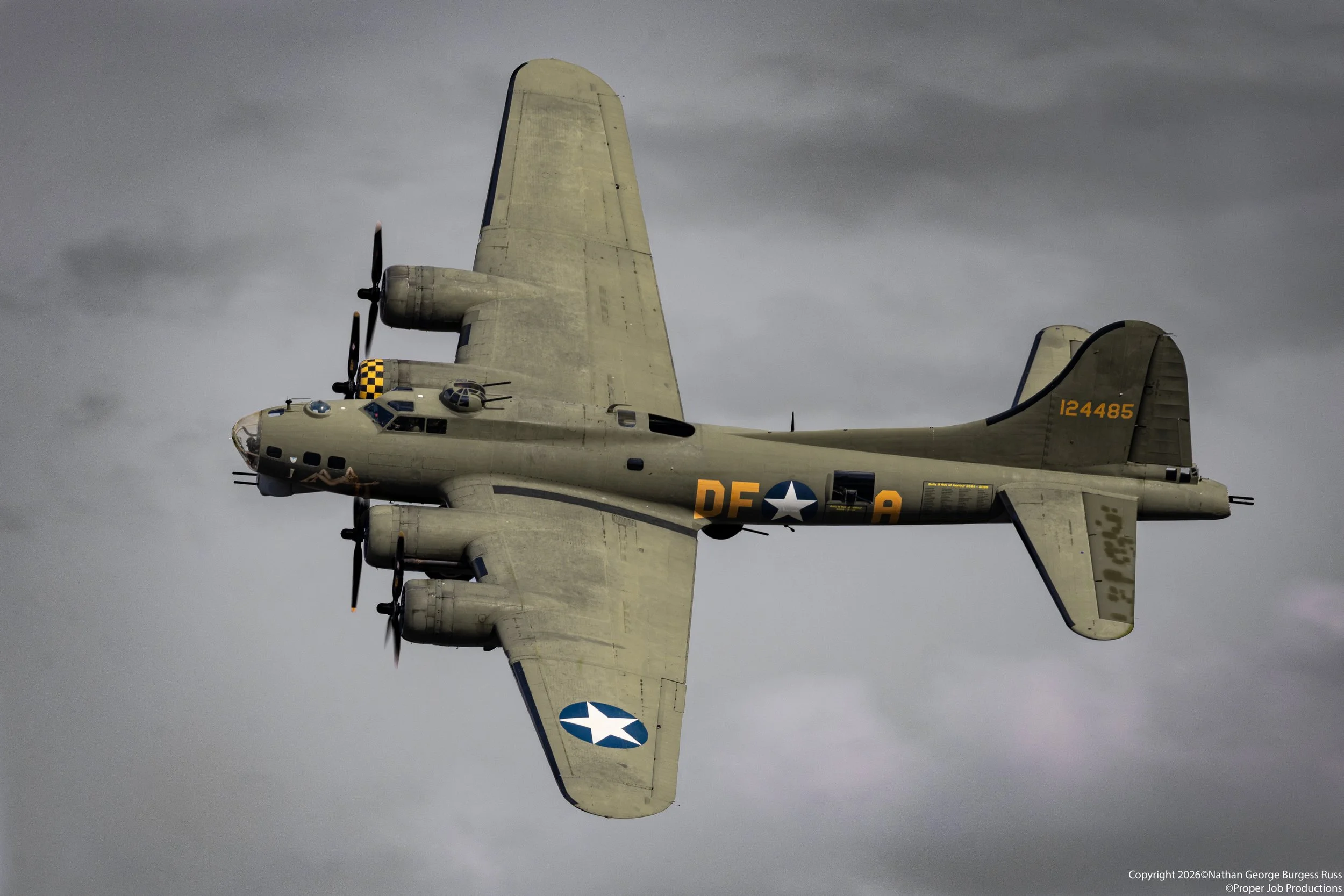 Sally B is a Boeing B-17G Flying Fortress originally delivered to the United States Army Air Forces in 1945.  After the war she was first converted to a TB-17G training aircraft before being converted again to a EB-17G testbed aircraft for experiment