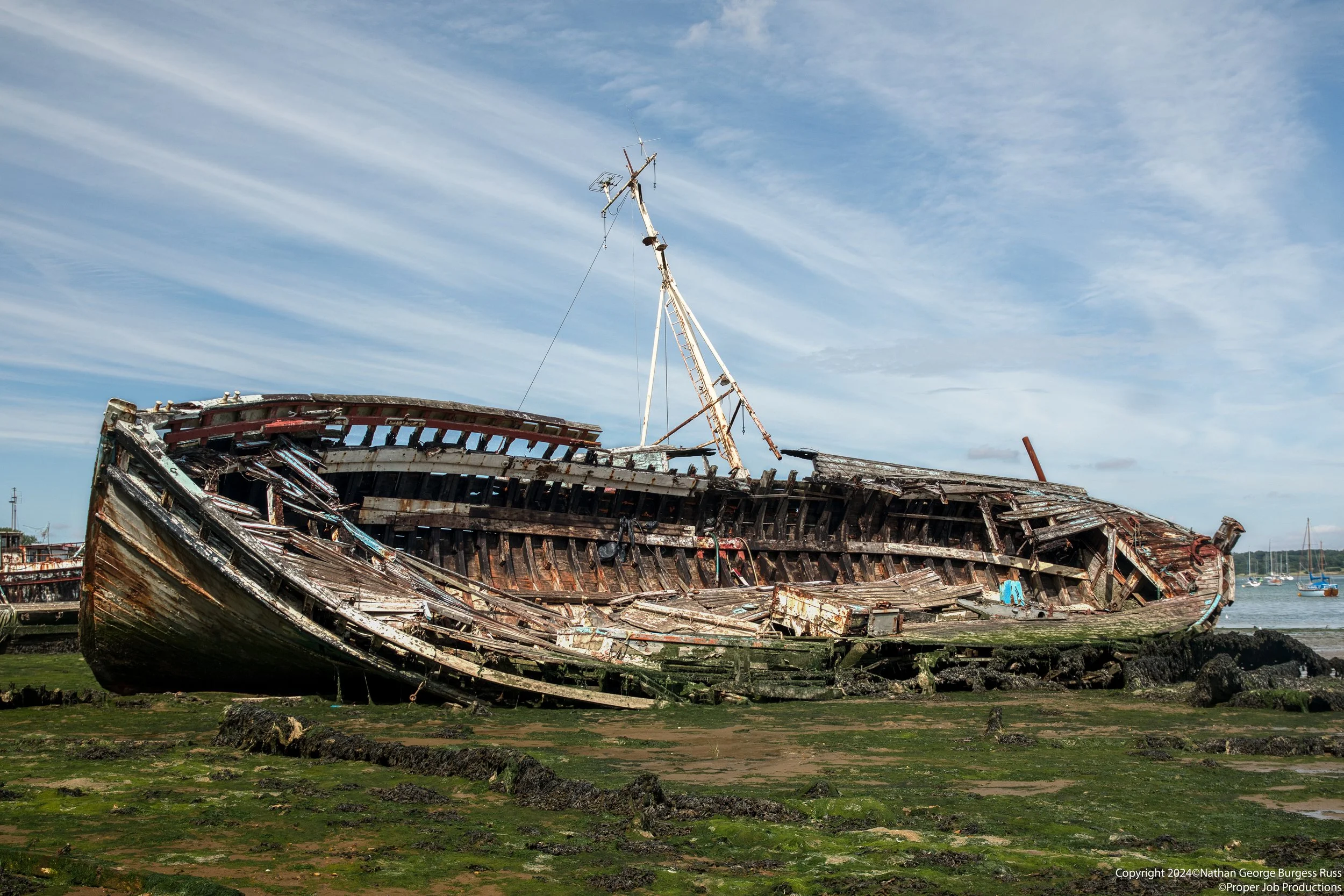 The largest boat in the Pin Mill boat graveyard.
