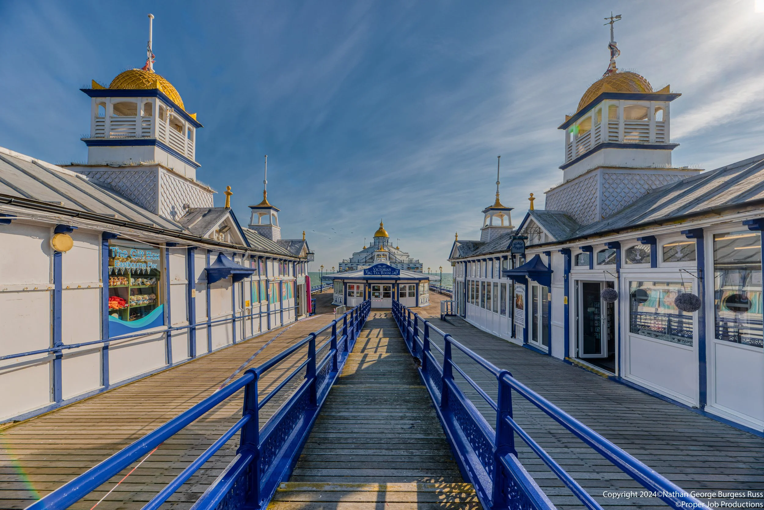 Eastbourne Pier looking toward the Victorian Tea Rooms.
