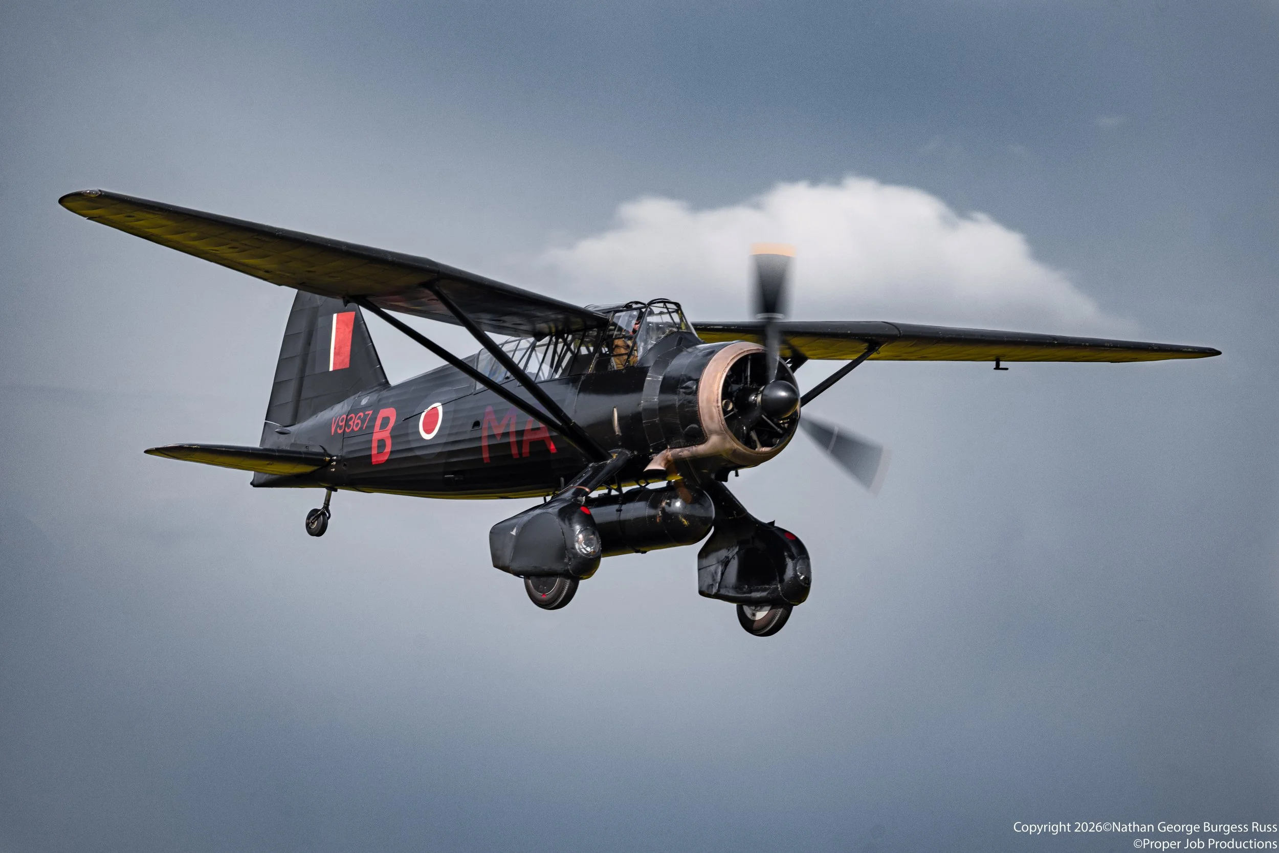 This Westland Lysander was originally built as V9552 of the Royal Canadian Air Force as a target tug in 1942. After the Second World War it was sold out of service before the Strathallan Collection brought it in 1971 where it was first restored to fl
