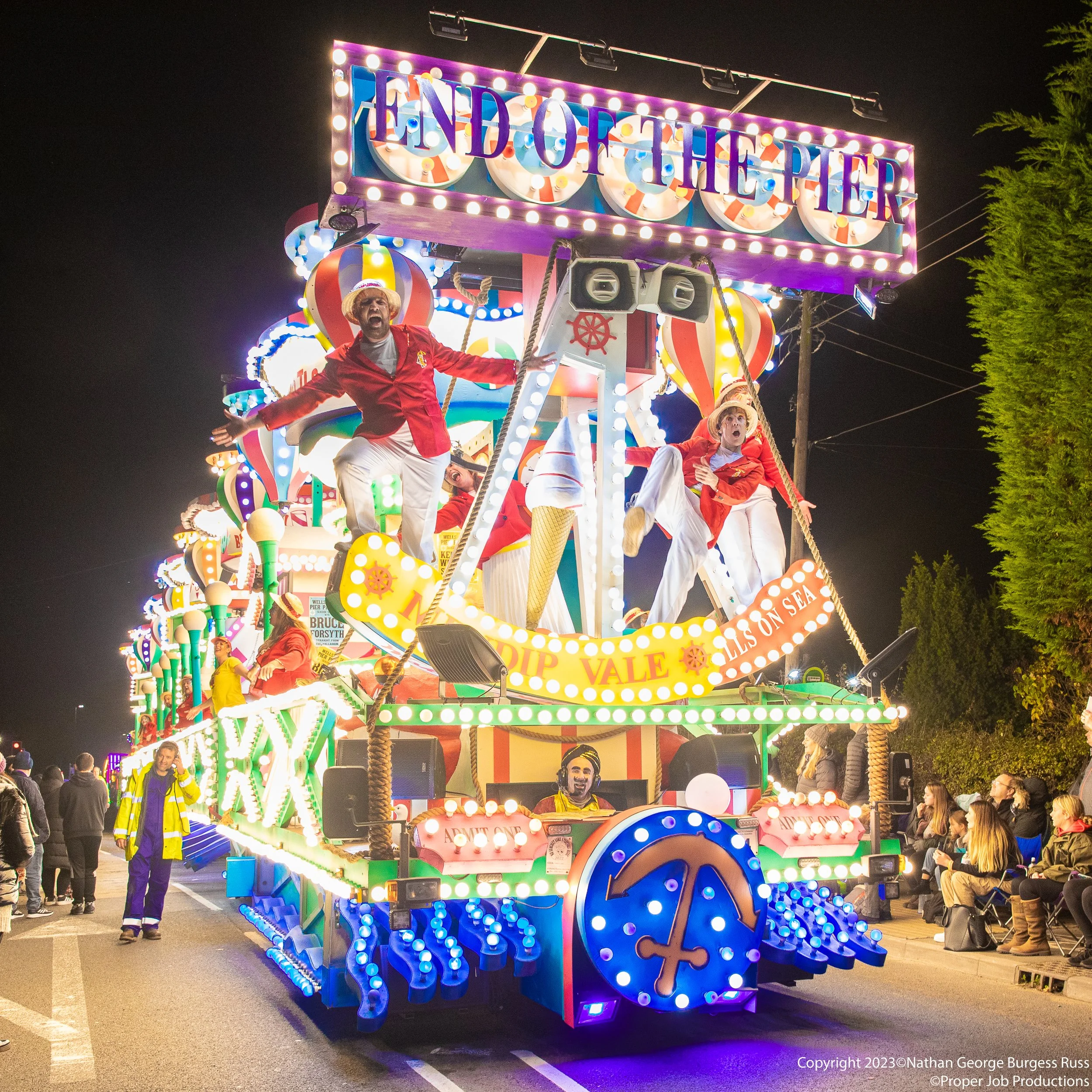 End of the Pier by Mendip Vale Carnival Club at Bridgwater  Carnival 2022.  

This feature Cart was inspired by British seaside summer holidays