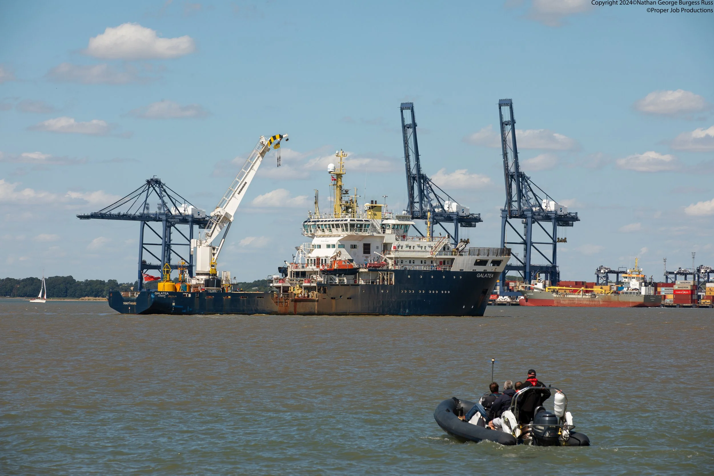THV Galatea is a Multi-functional Tender (MFT) and was built in 2006 for Trinity House for laying buoys, hydrographic surveys and marine research.