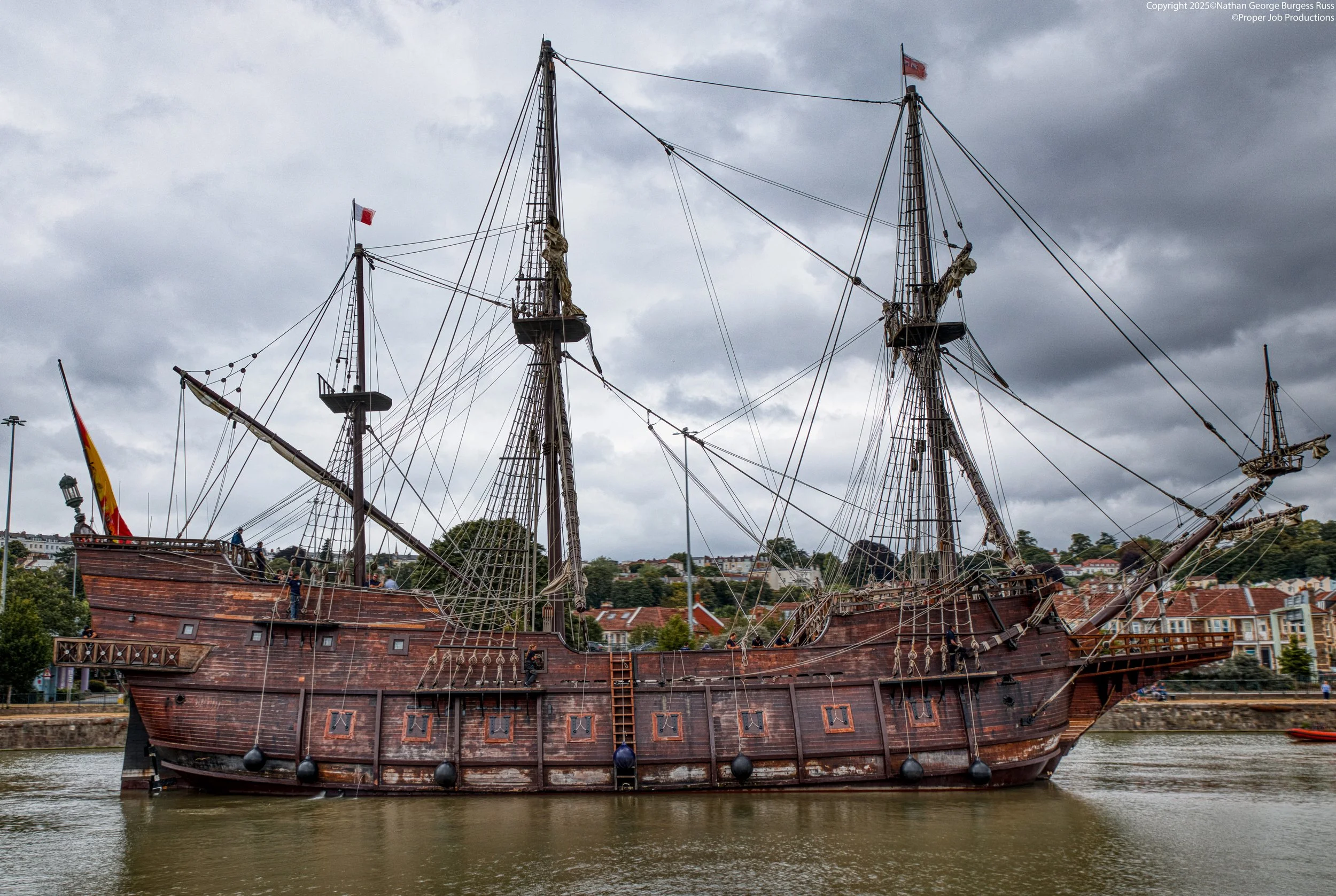 The El Galeon Andalucia shortly after passing under the Clifton Suspension Bridge on approach to Brunel Lock.