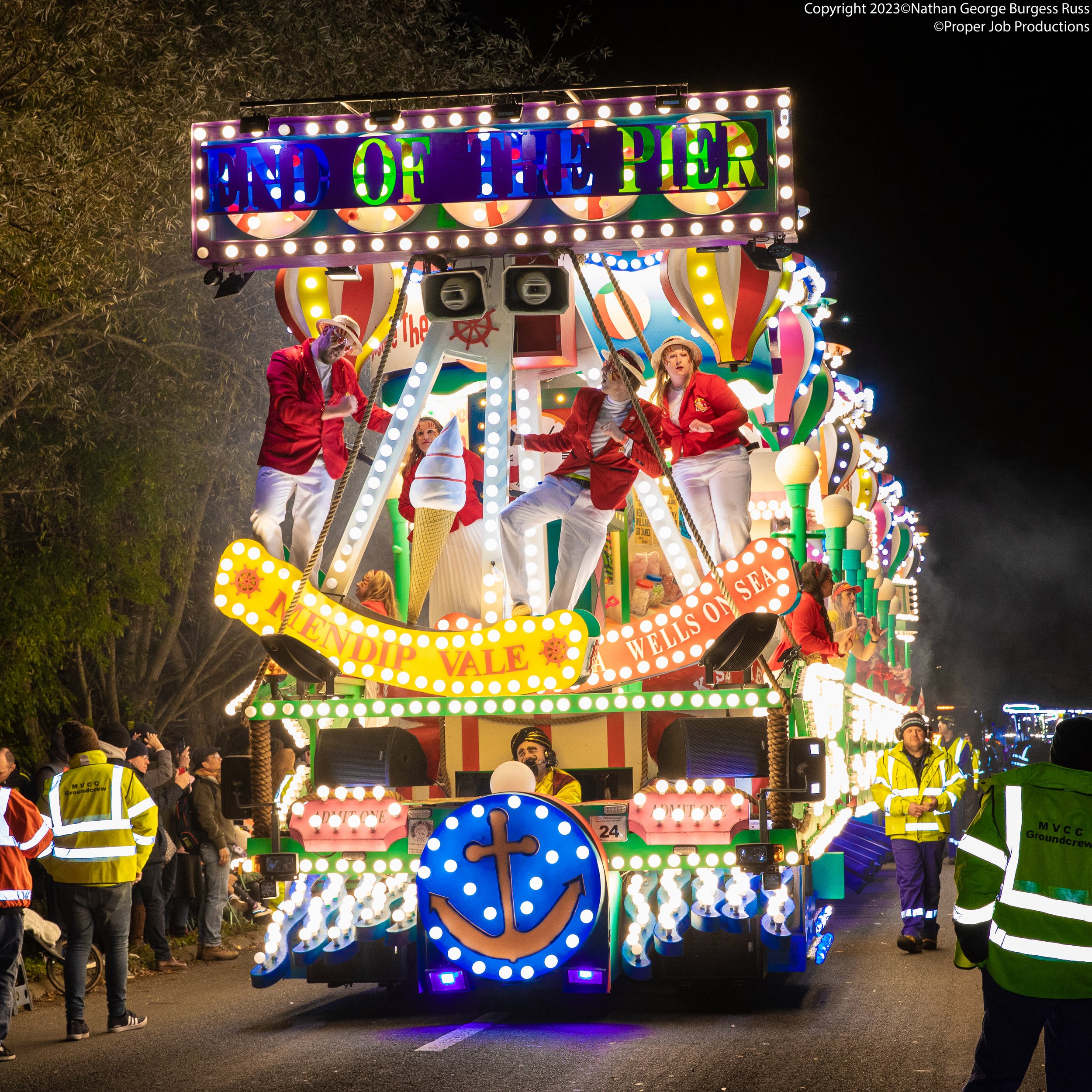 End of the Pier by Mendip Vale Carnival Club at Bridgwater  Carnival 2022.  

This feature Cart was inspired by British seaside summer holidays