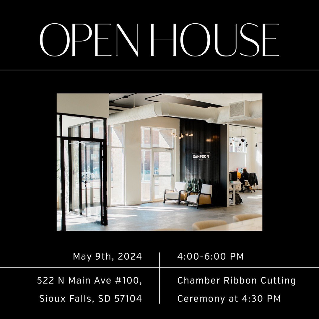 You&rsquo;re invited! We are hosting an Open House to celebrate our newly expanded office space on Thursday, May 9, from 4:00 - 6:00 p.m. ⁠
⁠
Come checkout our expanded office, meet our awesome team, and join us as the @siouxfallschamber hosts a ribb