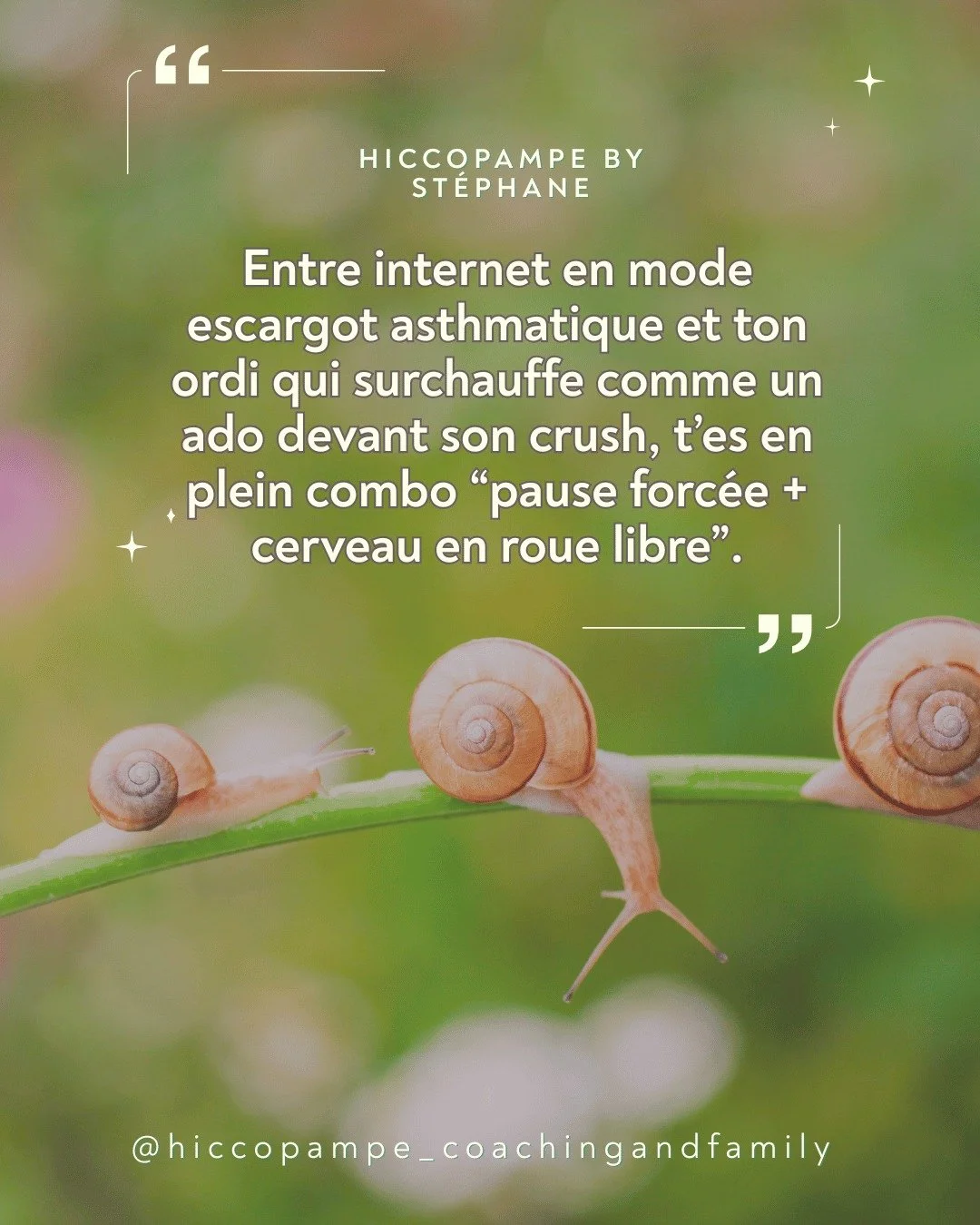Parfois, la vie nous impose un temps mort.

👉 Internet rame, l&rsquo;ordi plante, et soudain&hellip; on n&rsquo;a plus d&rsquo;autre choix que de lever la t&ecirc;te.

Et l&agrave;, surprise : on respire, on r&eacute;fl&eacute;chit, on partage, on c