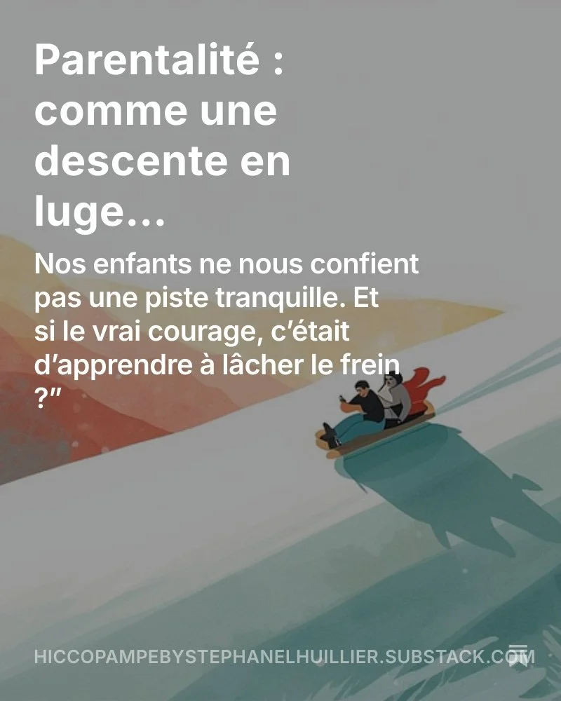 retrouvez l'article sur substack 
on y parle descente en luge, d'un frein un peu trop utilis&eacute; et de l&acirc;cher prise
parce que finalement la parentalit&eacute; a des airs de descentes en luge
https://open.substack.com/pub/hiccopampebystephan