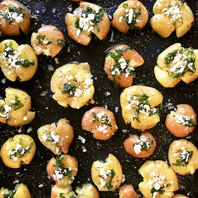 Crispy New Potatoes with Roasted Lemon &amp; Feta