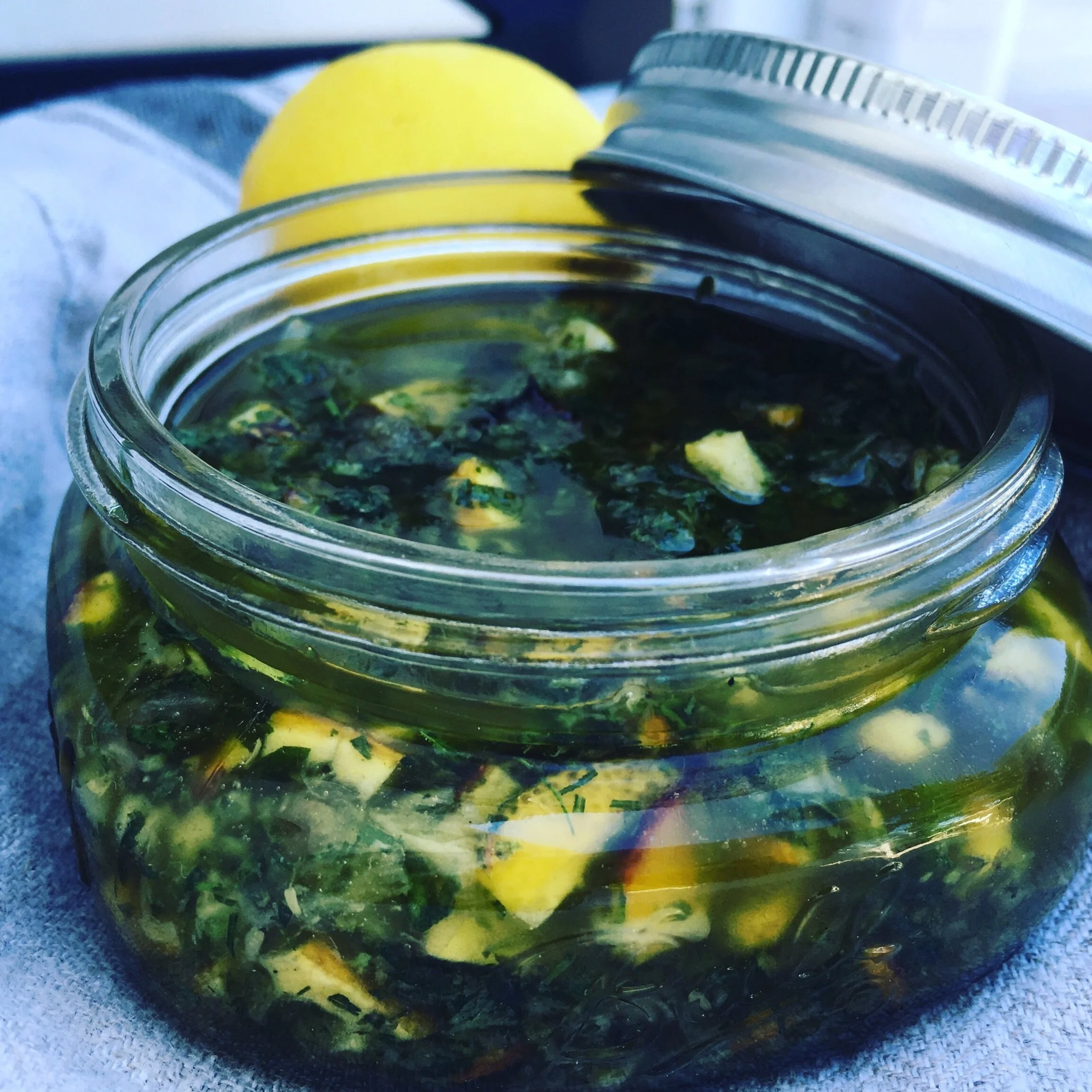 Roasted lemon caper salsa verde