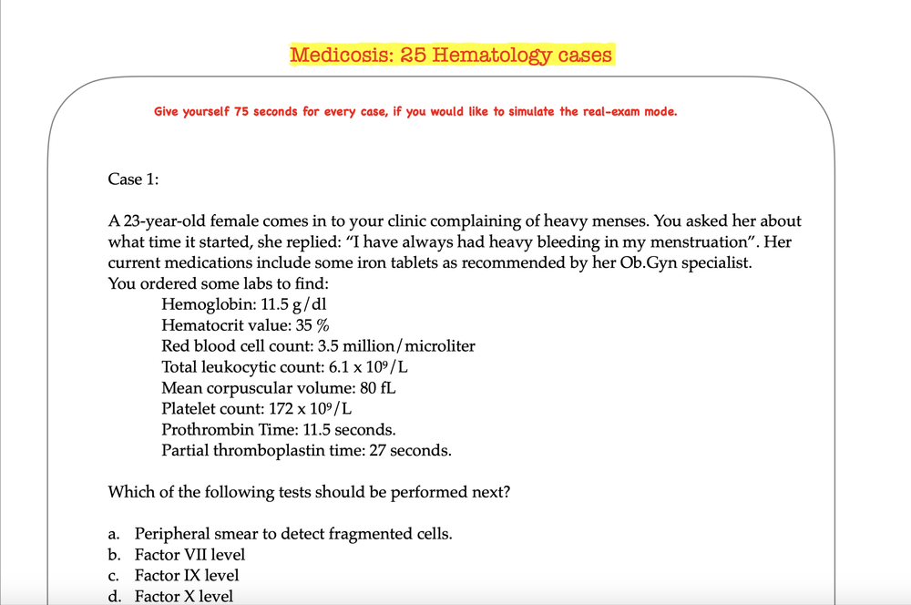 Bleeding cases (FREE SAMPLE) — Medicosis Perfectionalis