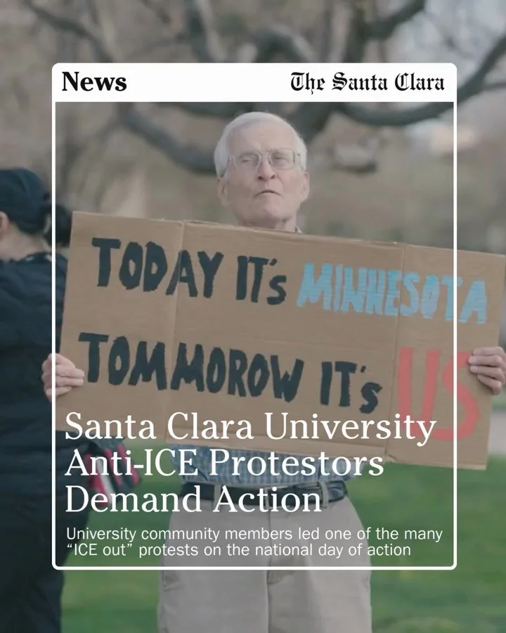 More than 600 Santa Clara University students gathered at the Bronco statue on Friday afternoon to join a nationwide day of action, marking one of the largest student protests the University has seen in years. The rally called for the removal of Immi
