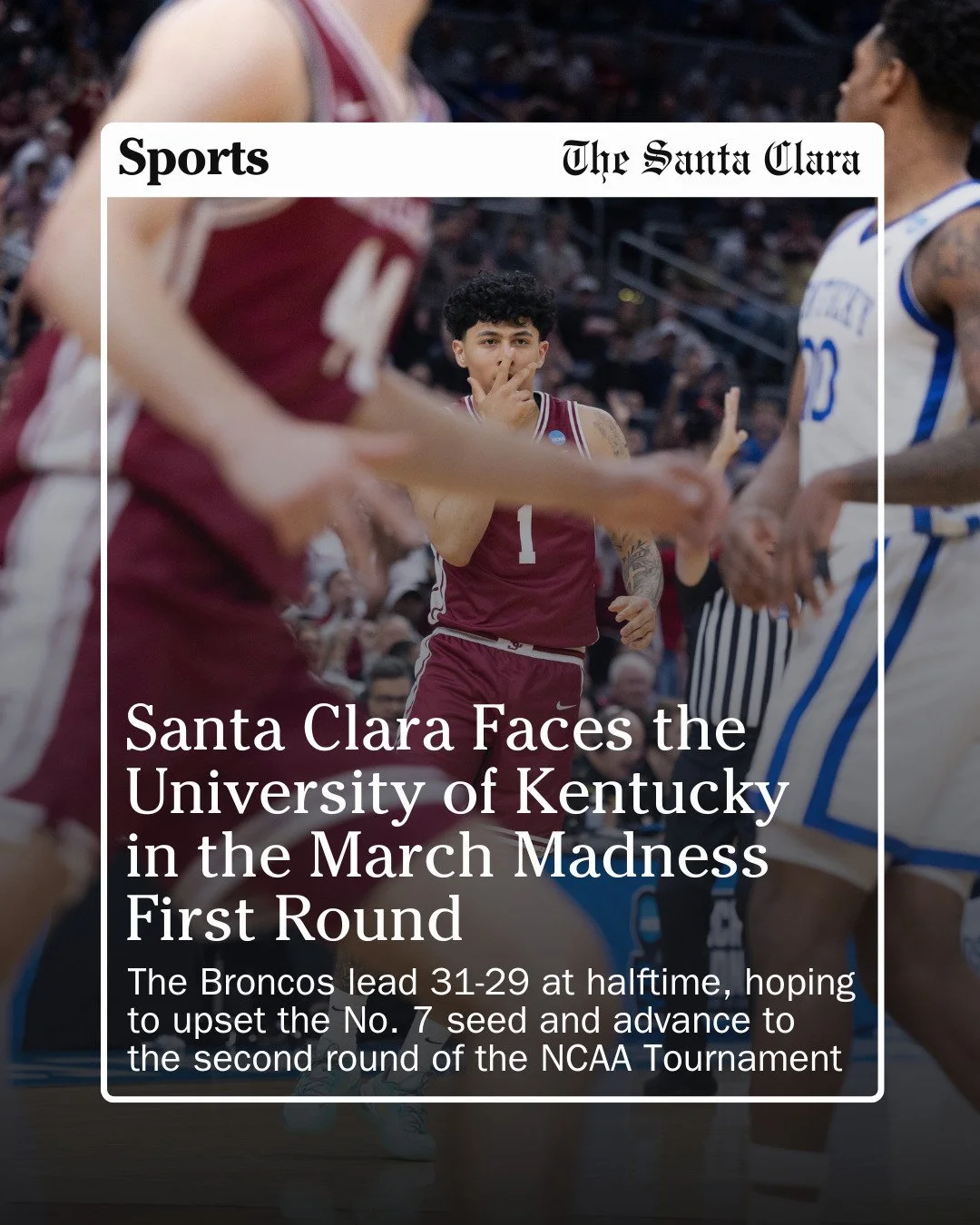 ST. LOUIS, Mo &mdash; Santa Clara men&rsquo;s basketball faces the University of Kentucky on Friday, March 20, in the first round of the NCAA Division I Men&rsquo;s Basketball Tournament. 

The Broncos received an at-large bid to March Madness for th