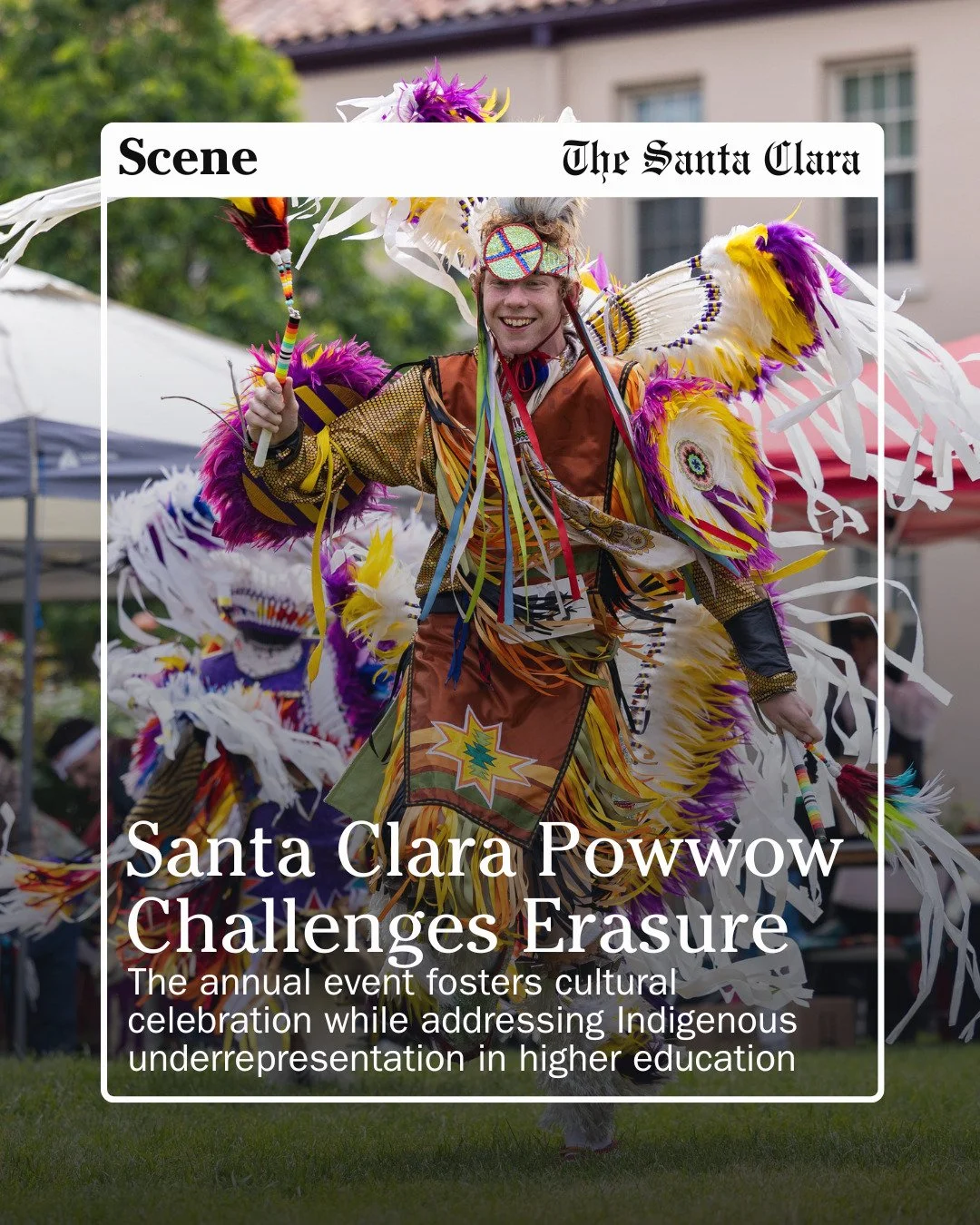 The Native American Coalition for Change hosted its sixth annual powwow on Saturday, May 2, 2026, on the St. Ignatius Lawn at Santa Clara University.
The event&mdash;held from 10 a.m. to 6 p.m.&mdash;featured a variety of vendors, dancers, food and c