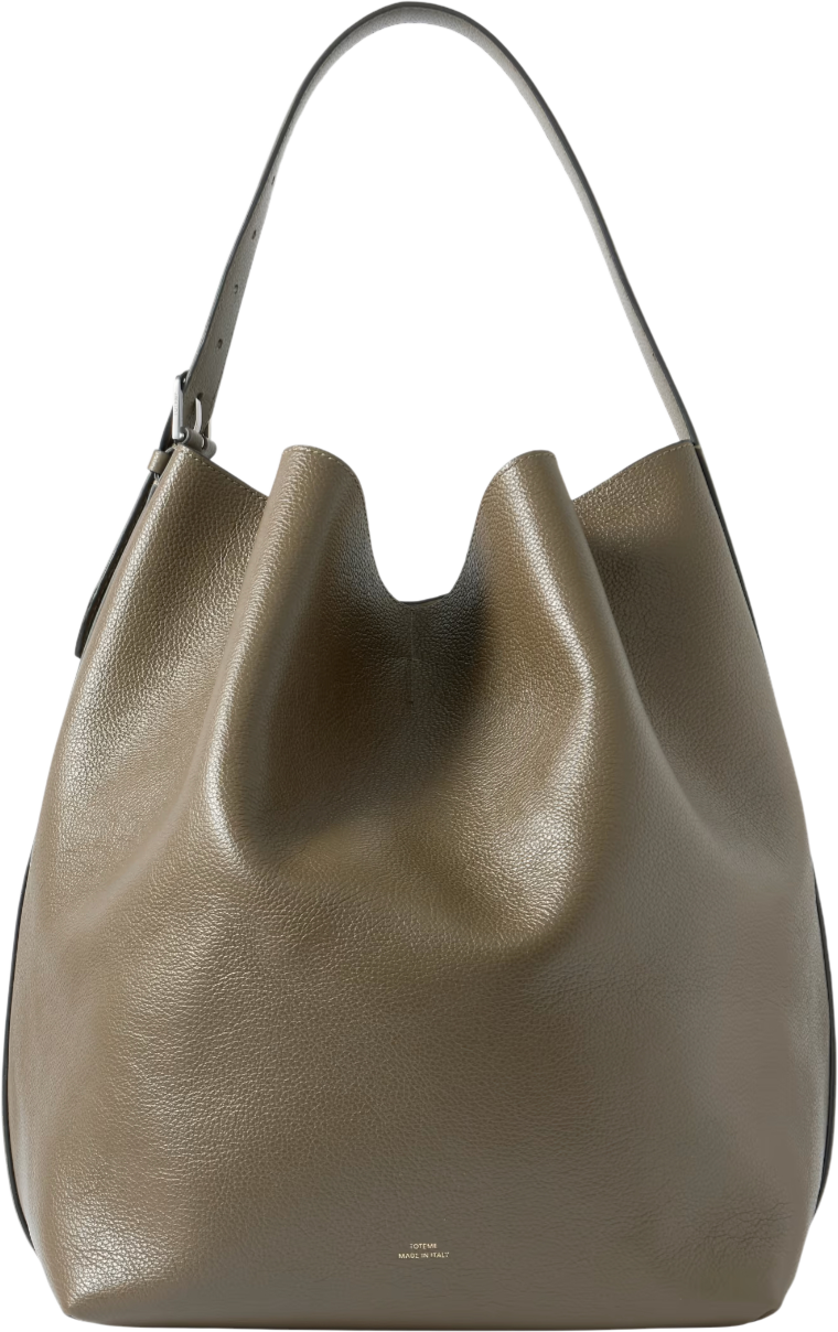 Toteme taupe textured-leather tote with silver hardware