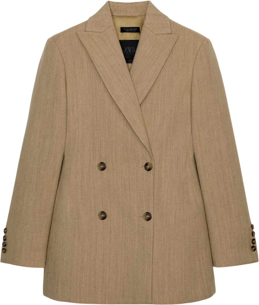  Tailored blazer  57% cotton, 43% wool  $179 