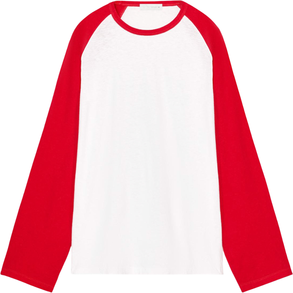  Contrast long sleeve t-shirt  70% cotton, 30% linen  $39.90 