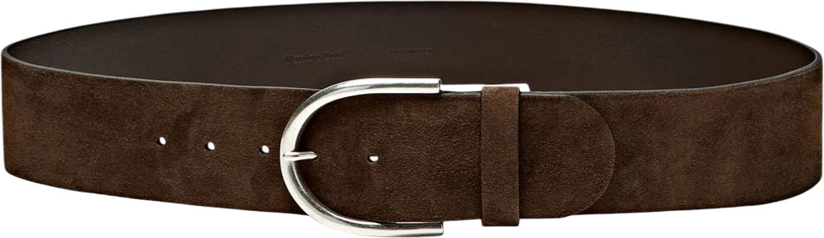 Massimo Dutti brown suede belt with metallic buckle