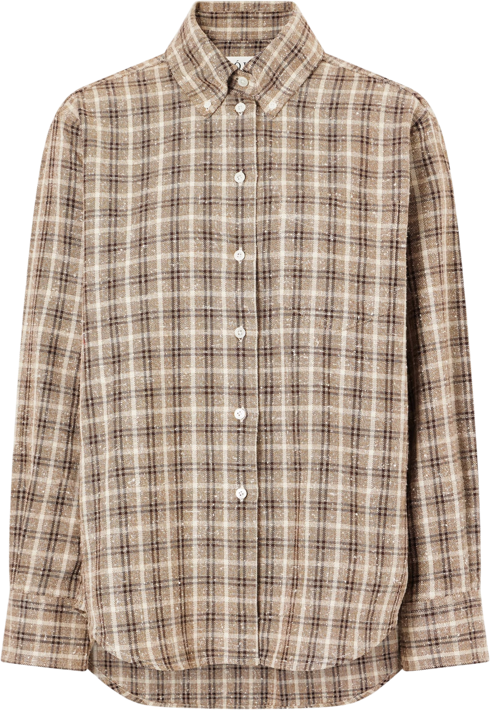 Róhe Oxford brown beige checked shirt