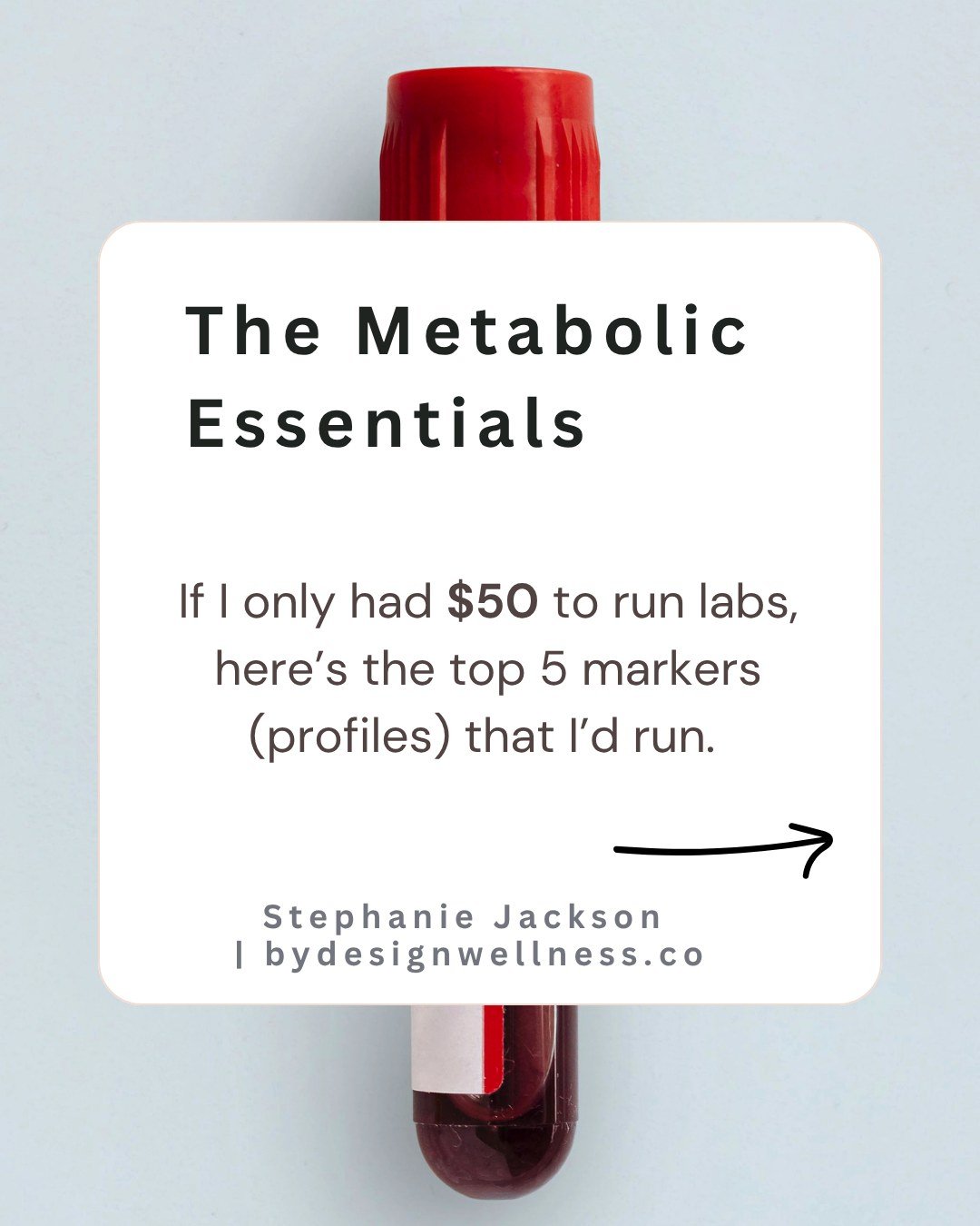 Test and Don&rsquo;t Guess - If I only had $50 to run blood work, here&rsquo;s the top 5 markers (profiles) that I&rsquo;d run.

Together, these markers reveal a lot about metabolic health. 

When looking at blood work, many focus on absolute and iso