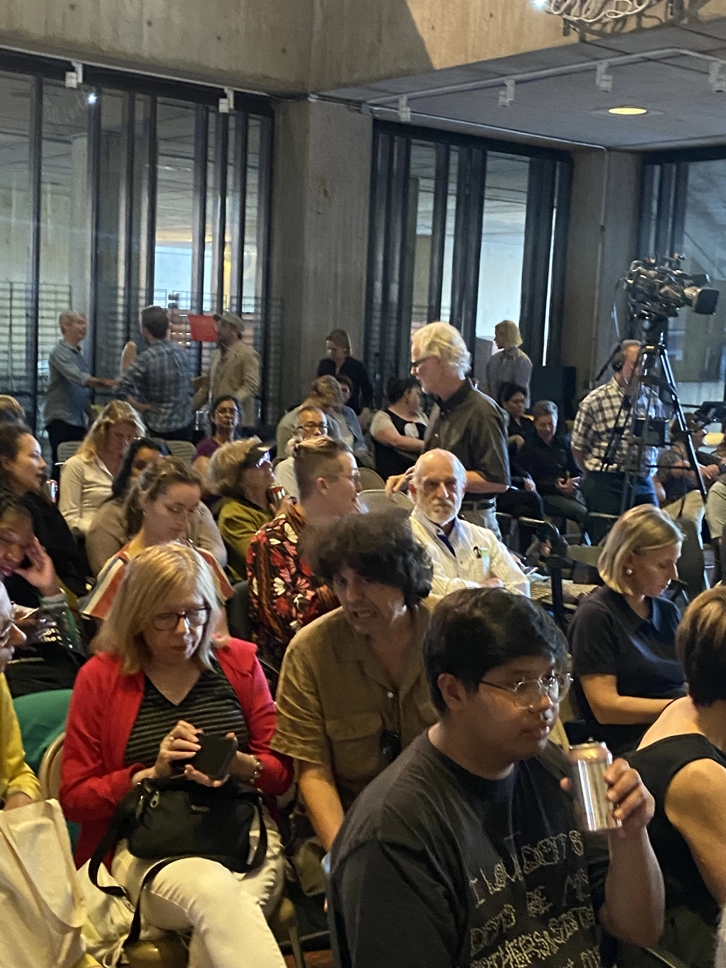 Getting ready for the main event. Transformative Invasions at Boston City Hall.