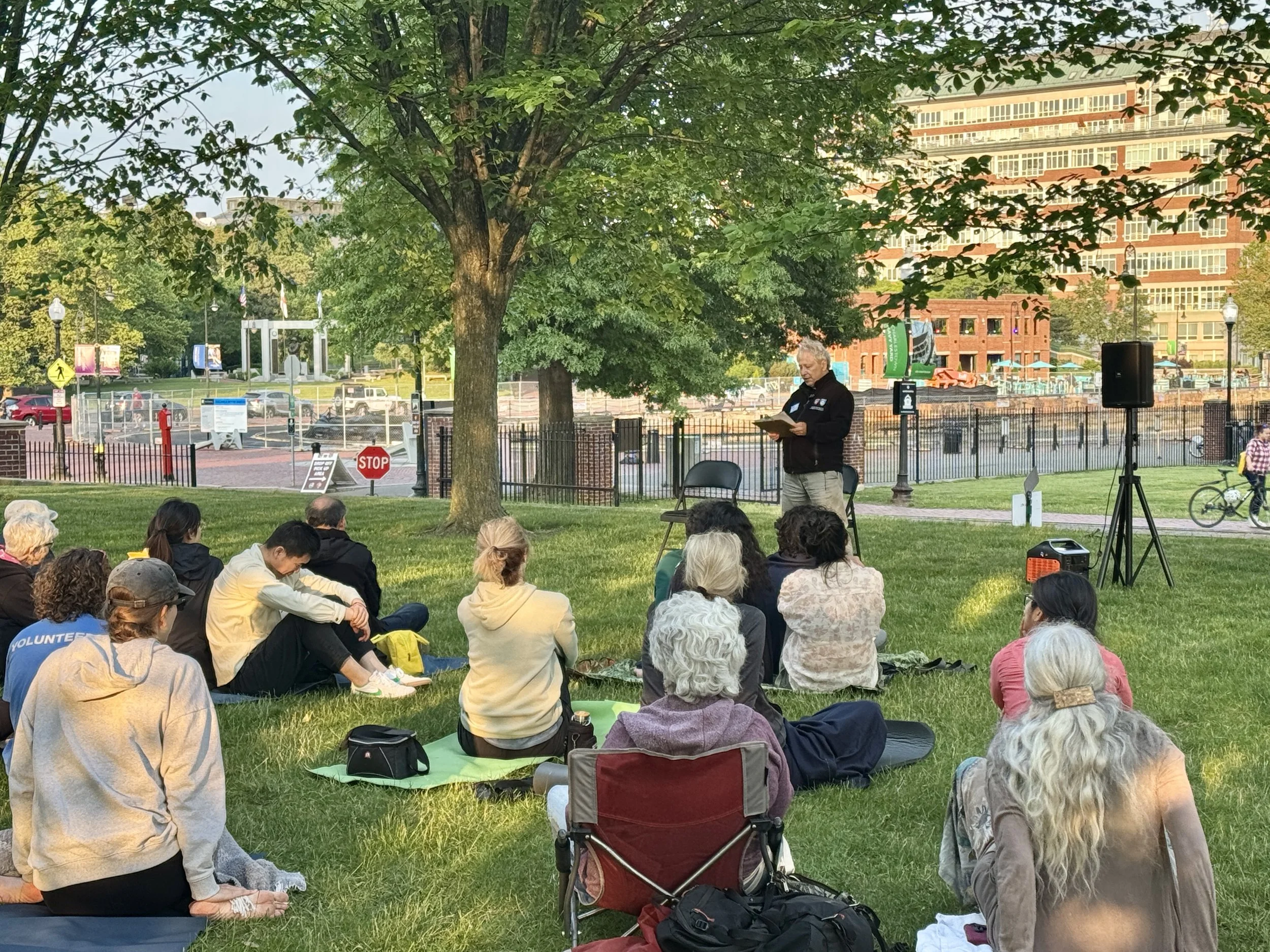 Yin Yang: Shifting Perceptions with Tai Chi 6/13/25 with Boston Public Art Triennial at the Charlestown LotLab site. Featuring Peter Wayne PhD, Tree of Life Tai Chi Center and Triennial Assistant Curator Jasper Sanchez. Artworks by Alison Croney Mose