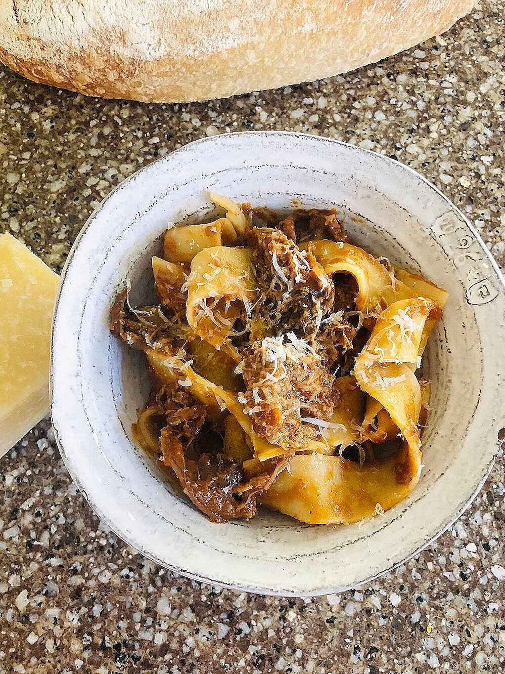 Short rib mushroom ragu over pappardelle pasta