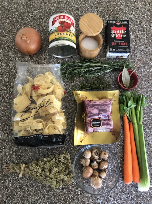 Not pictured (whoops!): Garlic, red wine, Worchestershire sauce, and butter
