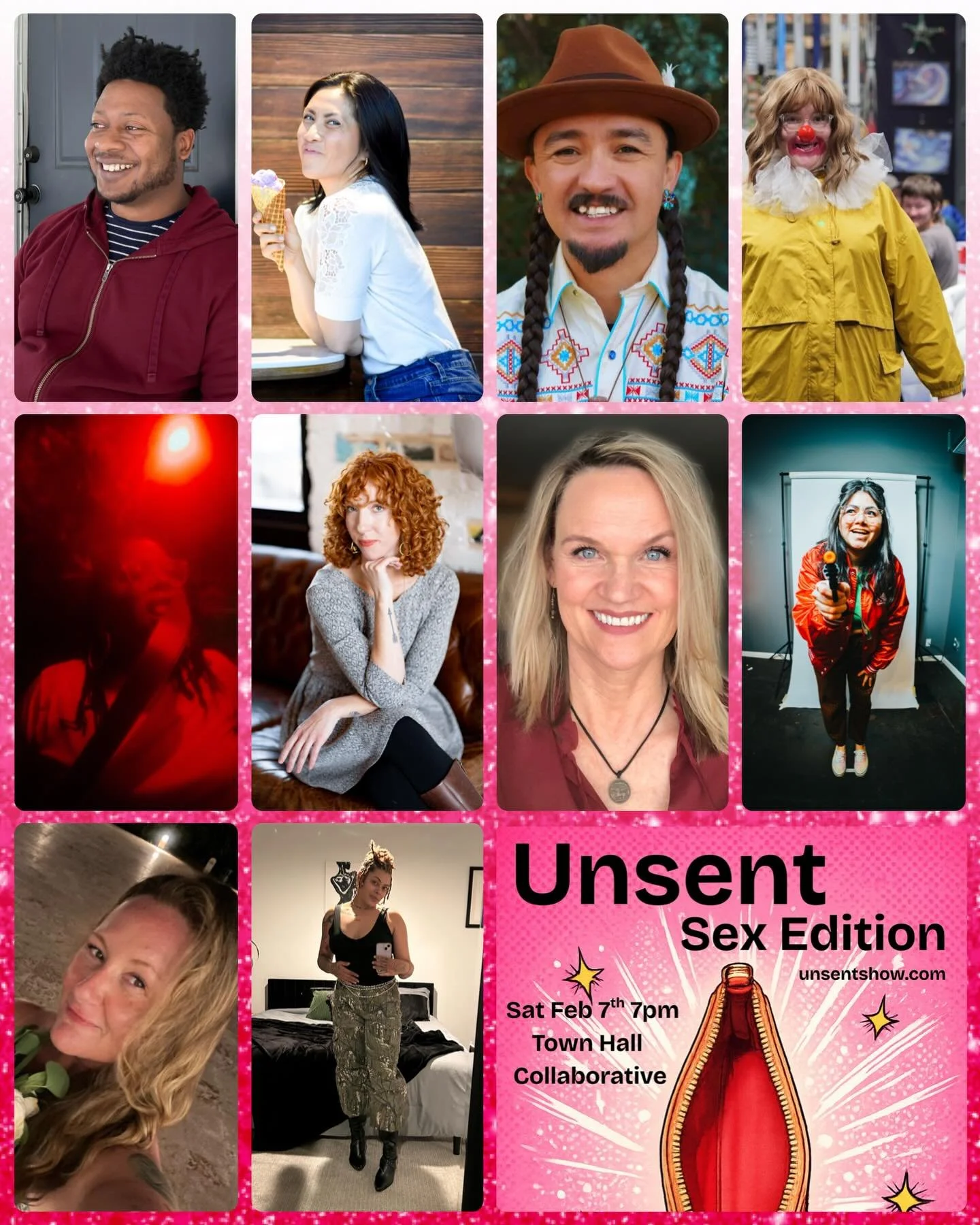 We are honored to share our incredible, empowered, beautiful and brave readers getting their unsent messages ready to share with YOU at our Unsent Sex Edition on Sat Feb 7th at Town Hall Collaborative! 

Tix: www.unsentshow.com / Eventbrite / link ab