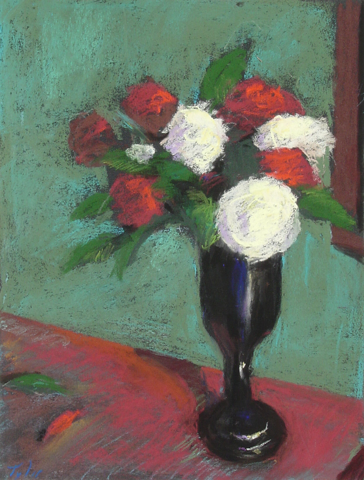  “Christmas Roses”    pastel on sanded paper    9” x 12”    private collection 