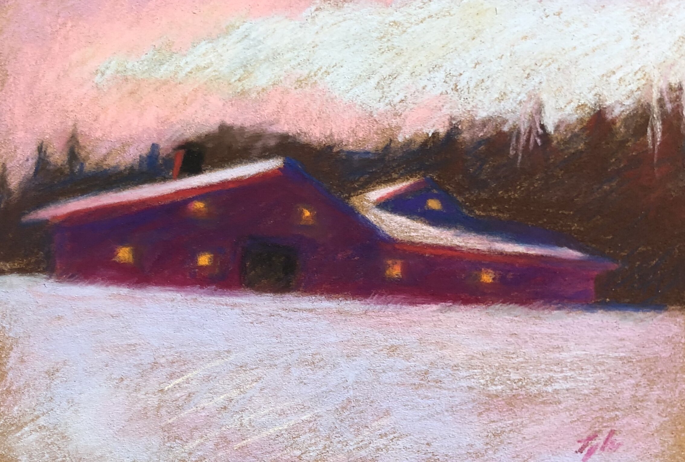  “Back Home”    pastel on sanded paper    5” x 7”    $150 