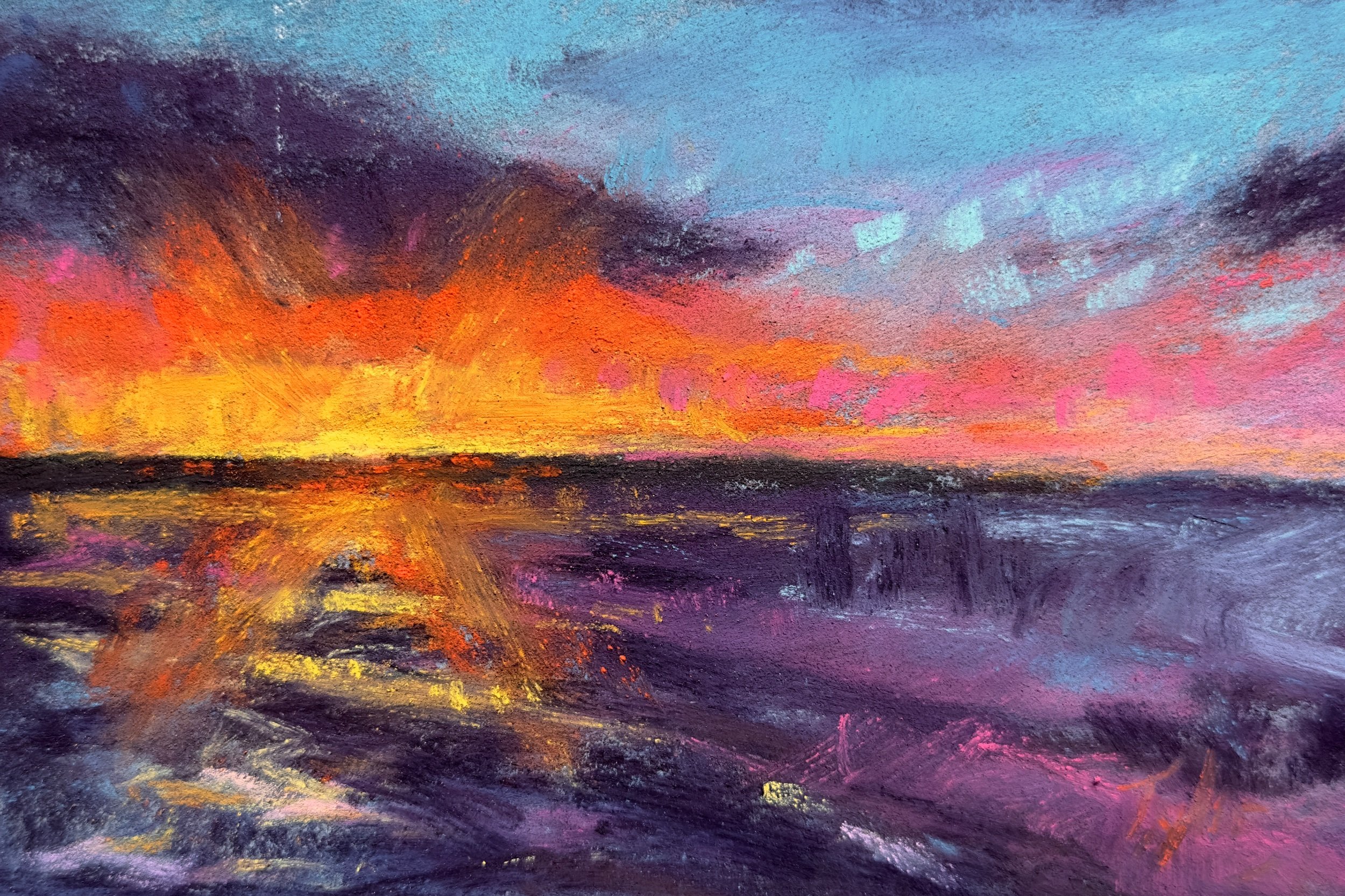  “Four Views of a Sunset: IV”    pastel on sanded paper    4” x 6”    $150 