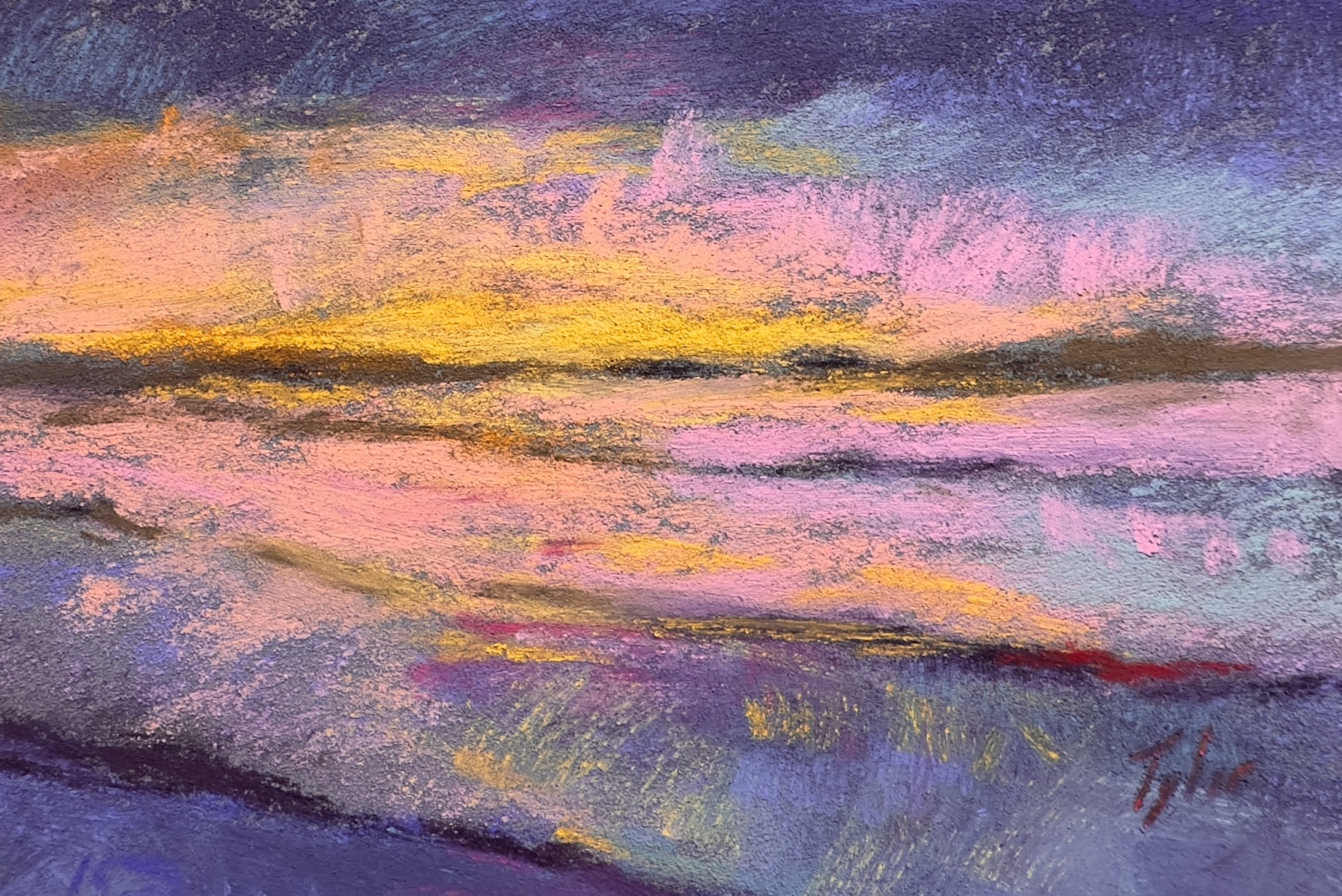  “Four Views of a Sunset: III”    pastel on sanded paper    4” x 6”    $150 