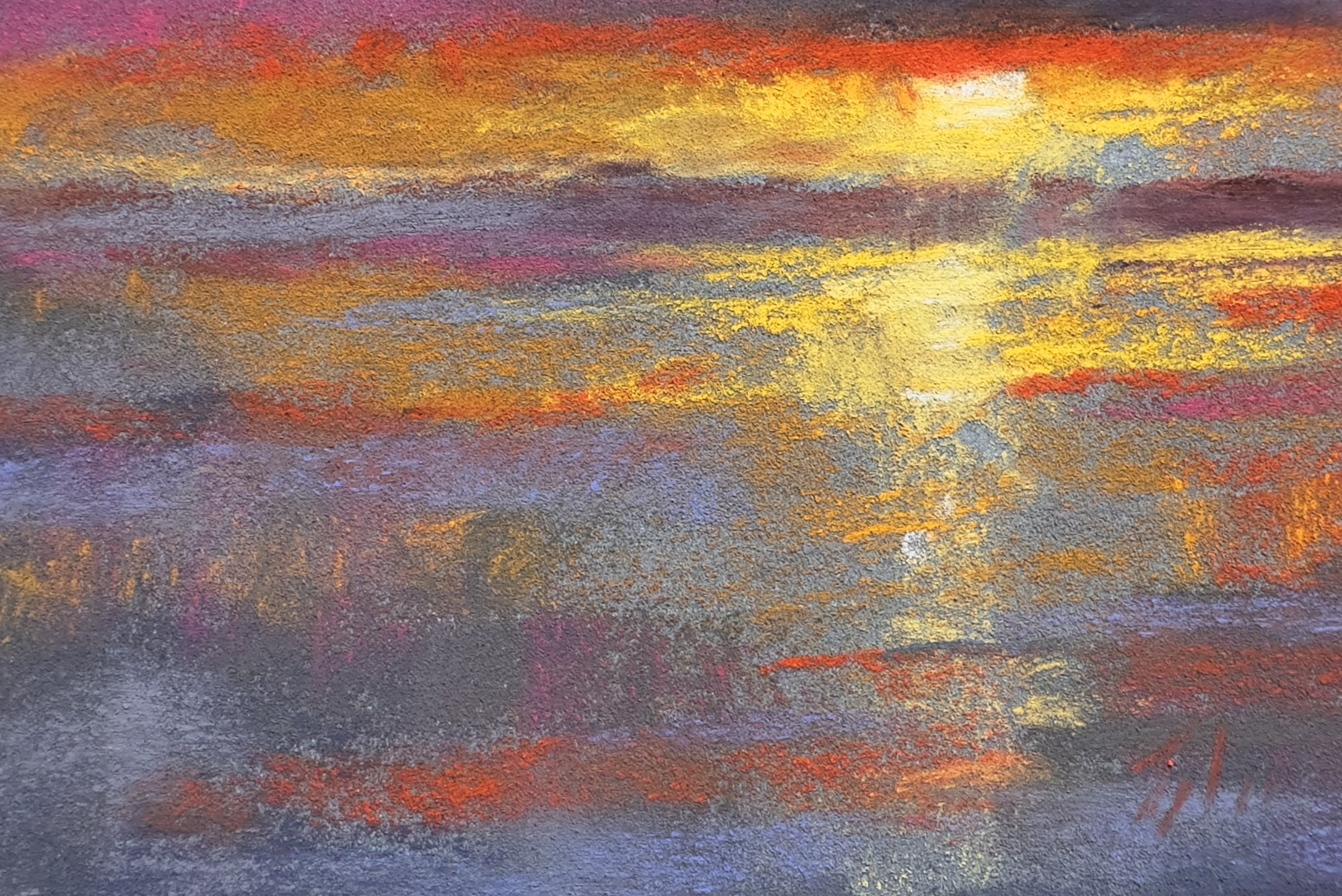  “Four Views of a Sunset: II”    pastel on sanded paper    4” x 6”    $150 
