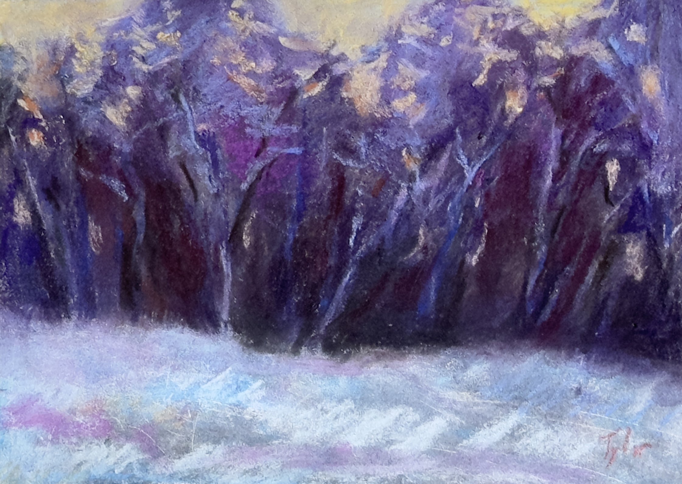  “Grove: Winter”    pastel on Pastelbord    5” x 7”    $200 