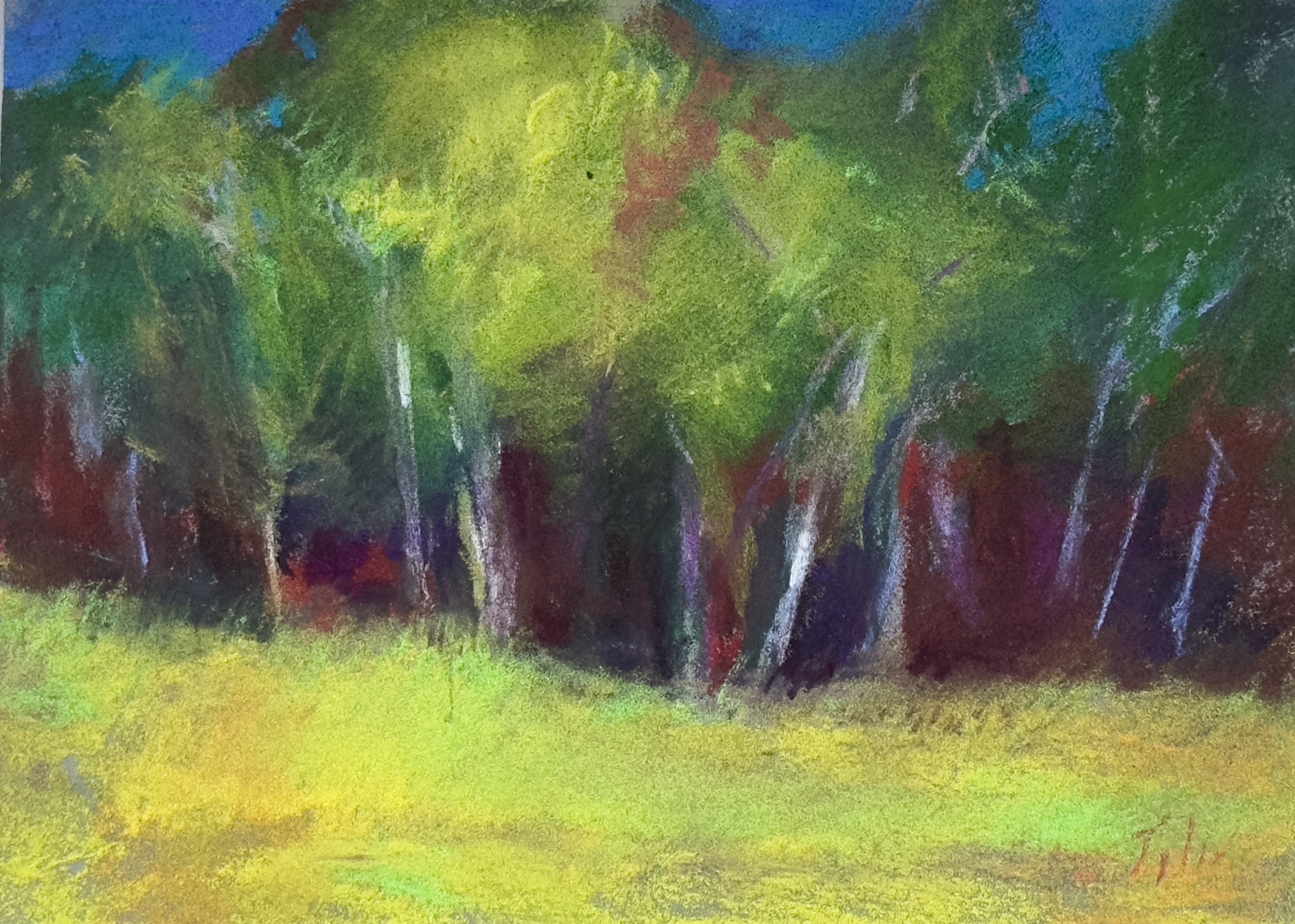  “Grove: Summer”    pastel on Pastelbord    5” x 7”    $200 