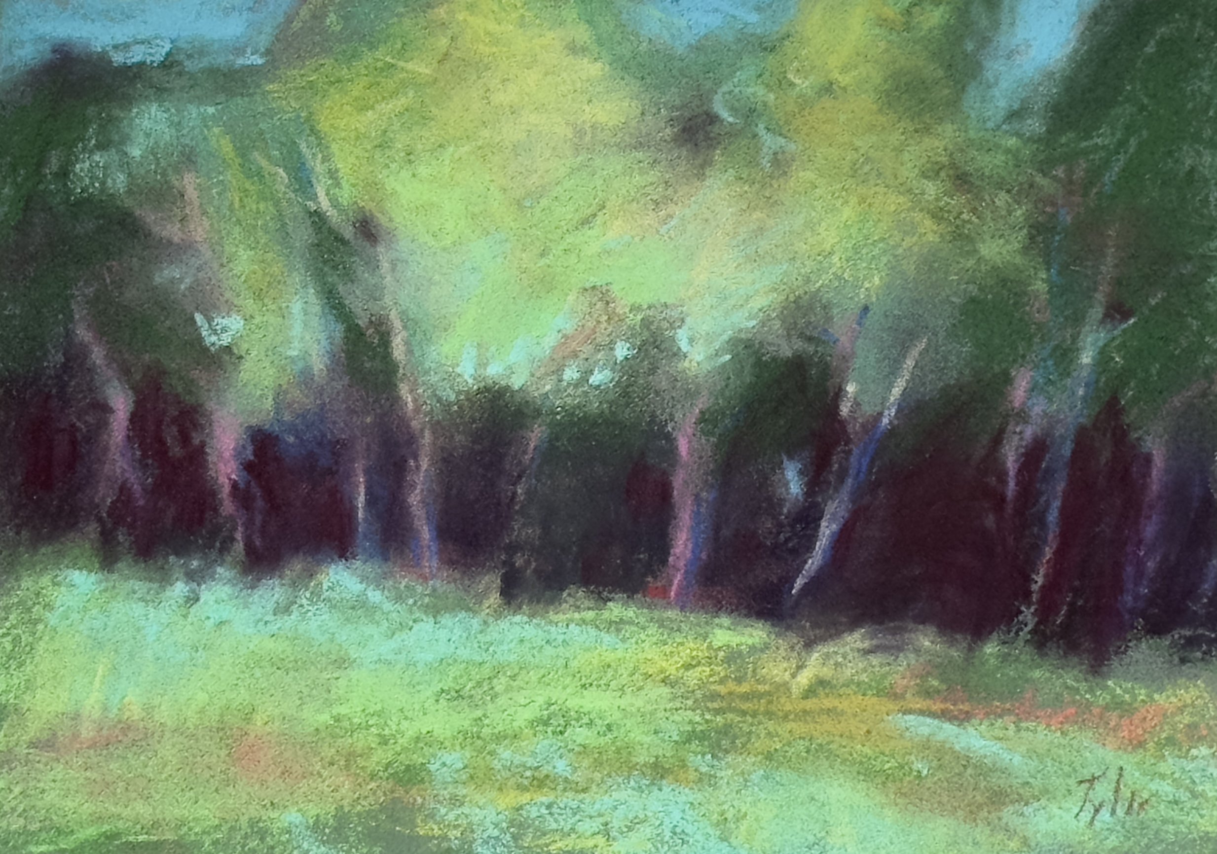  “Grove: Spring”    pastel on Pastelbord    5” x 7”    $200 