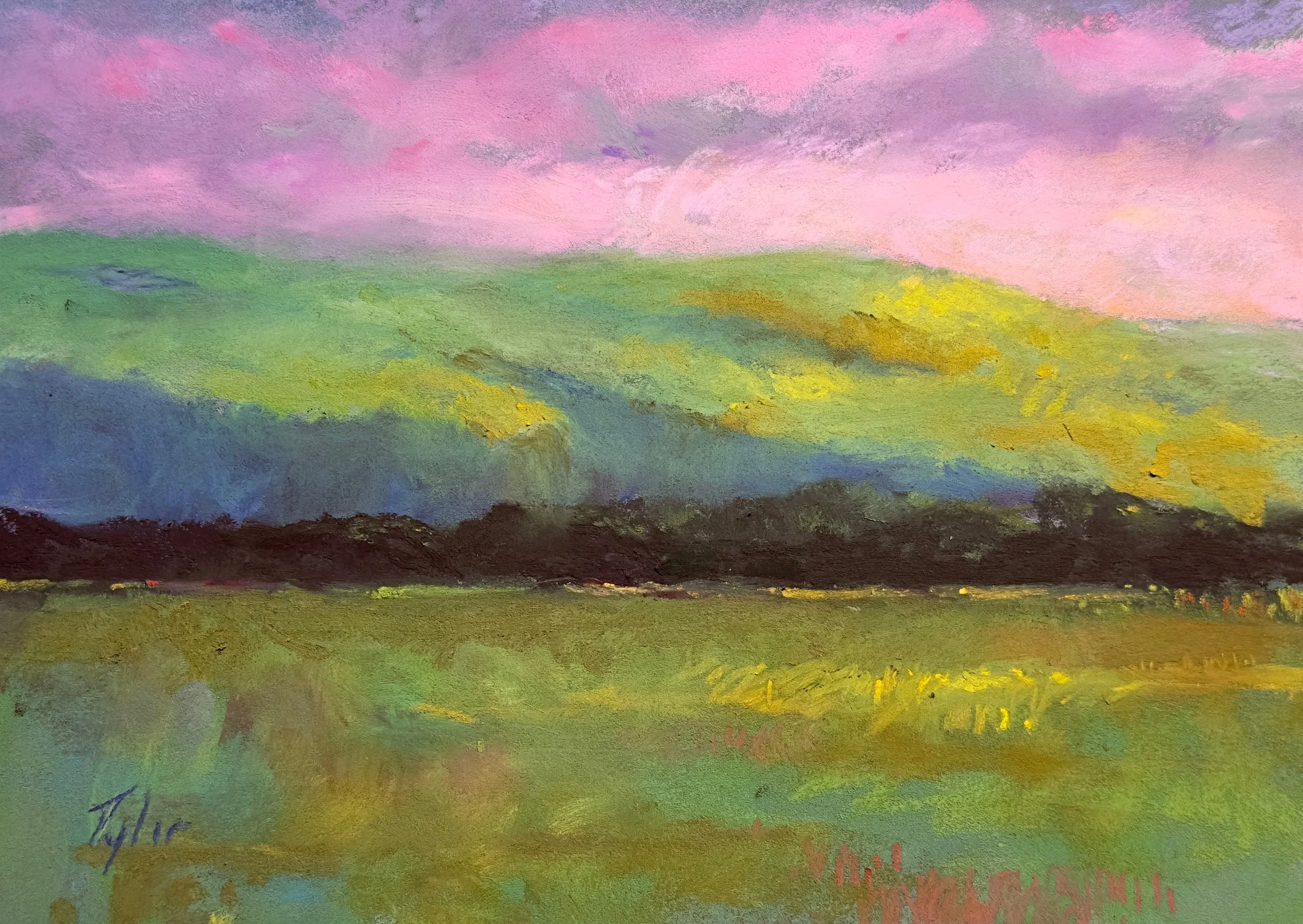  “In Golden Vesper Light”  pastel on Pastelbord  5” x 7”  $150 