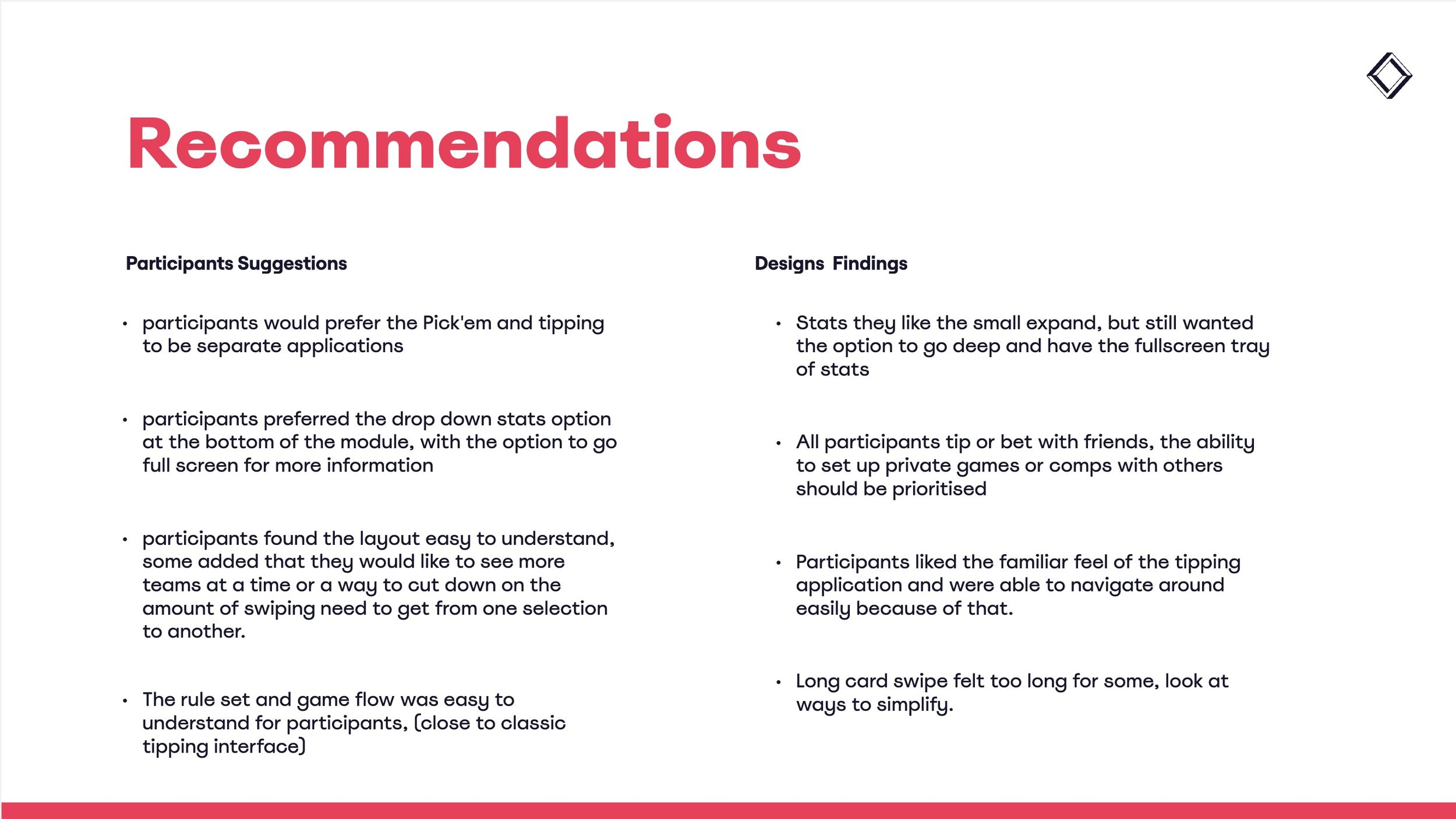 High Level Recommendations 