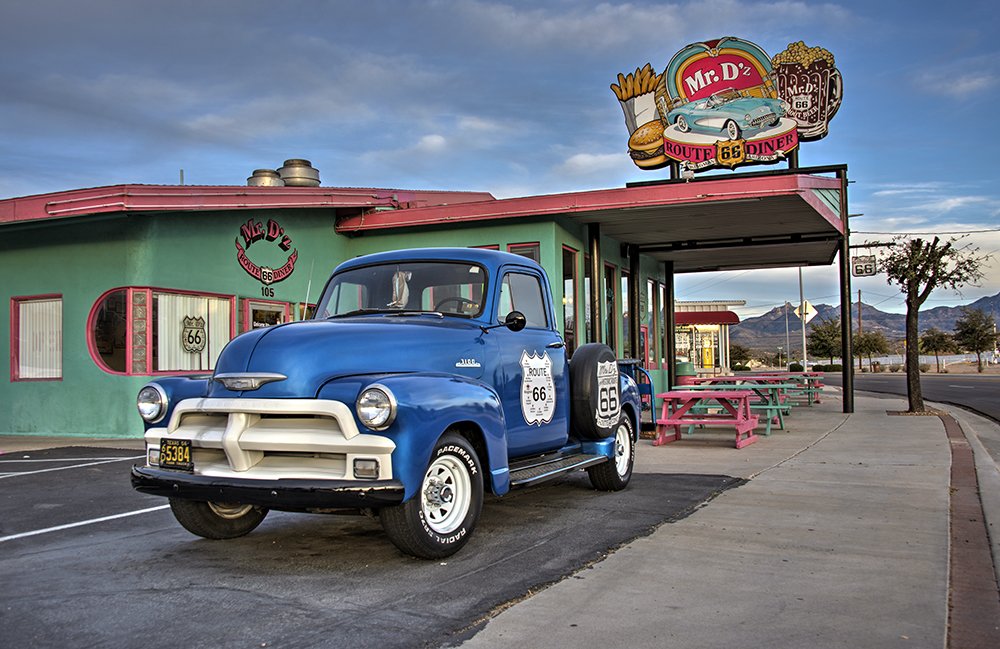 Mr. D's Route 66 Diner Blue Truck Print