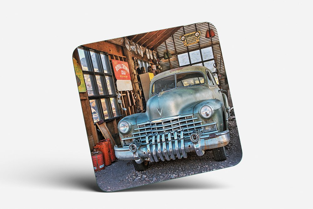 Vintage Cadillac in Garage Coaster