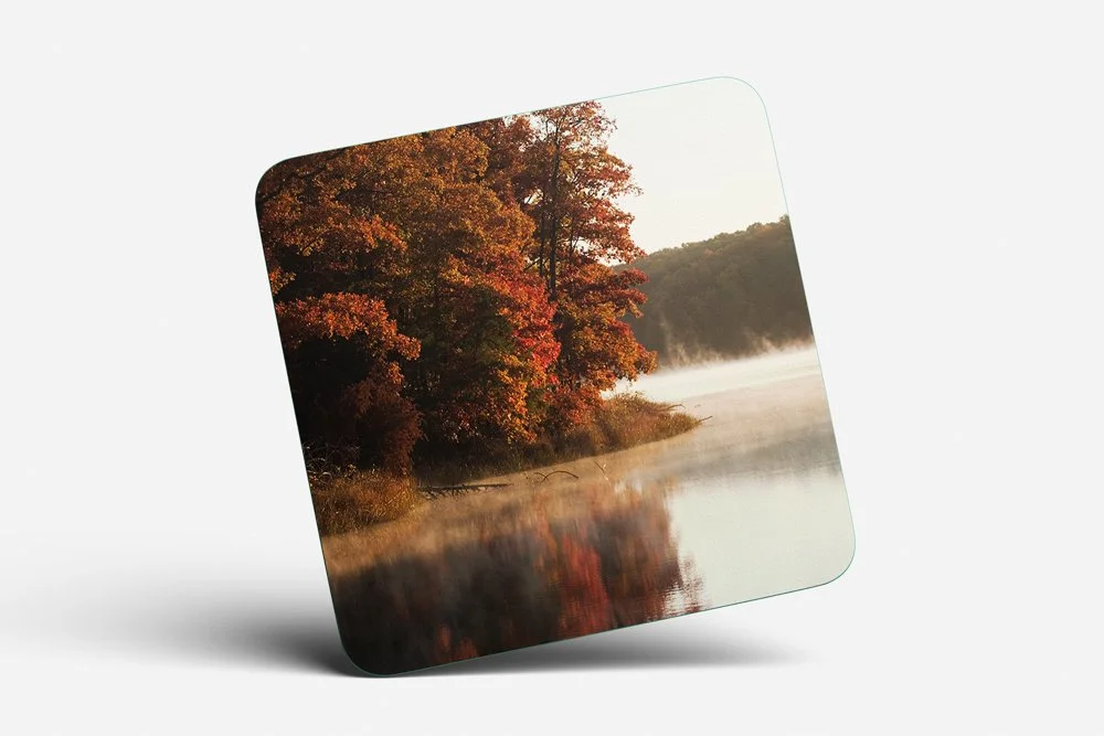 Foggy Lake Fall Morning Coaster