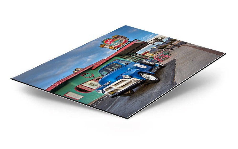 Mr. D's Route 66 Diner Blue Truck Dibond Metal Print