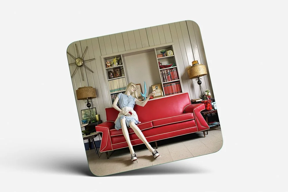 Red Couch Lady Mannequin Coaster