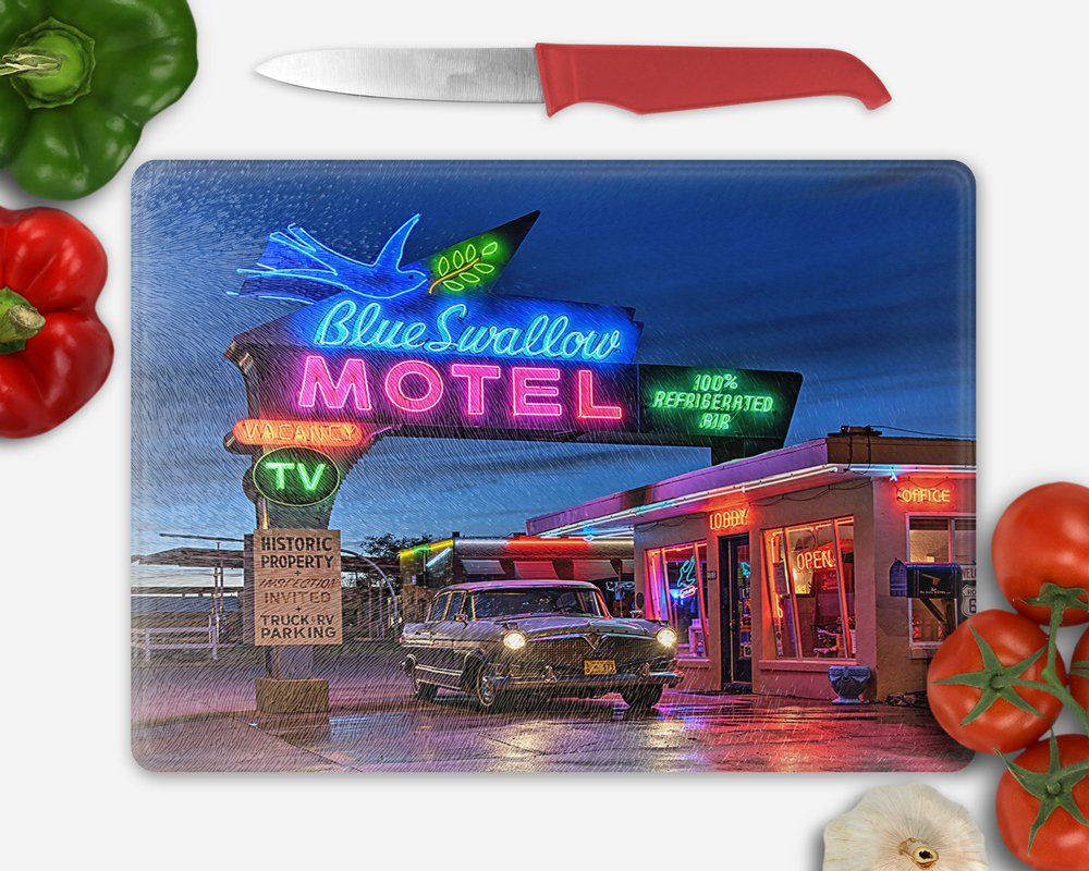 Blue Swallow Glass Cutting Board