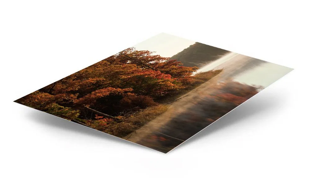 Foggy Lake Fall Morning ChromaLuxe® Aluminum Metal Print