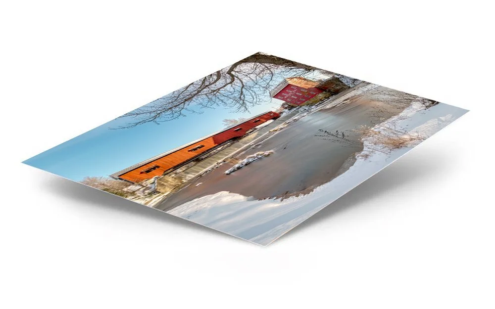 Covered Bridge Winter ChromaLuxe® Aluminum Metal Print