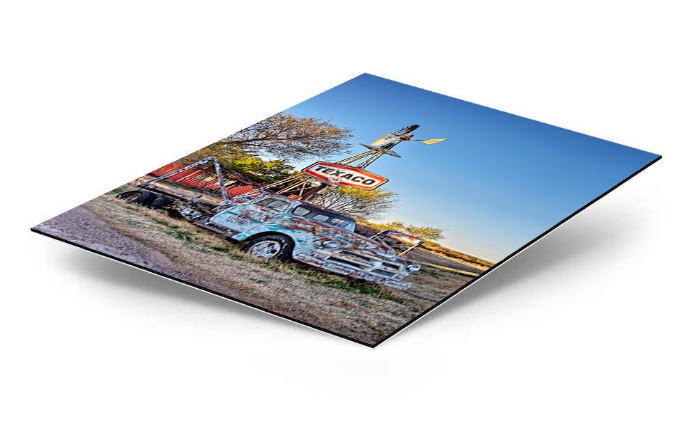 Texaco Rusty Blue Truck Dibond Metal Print