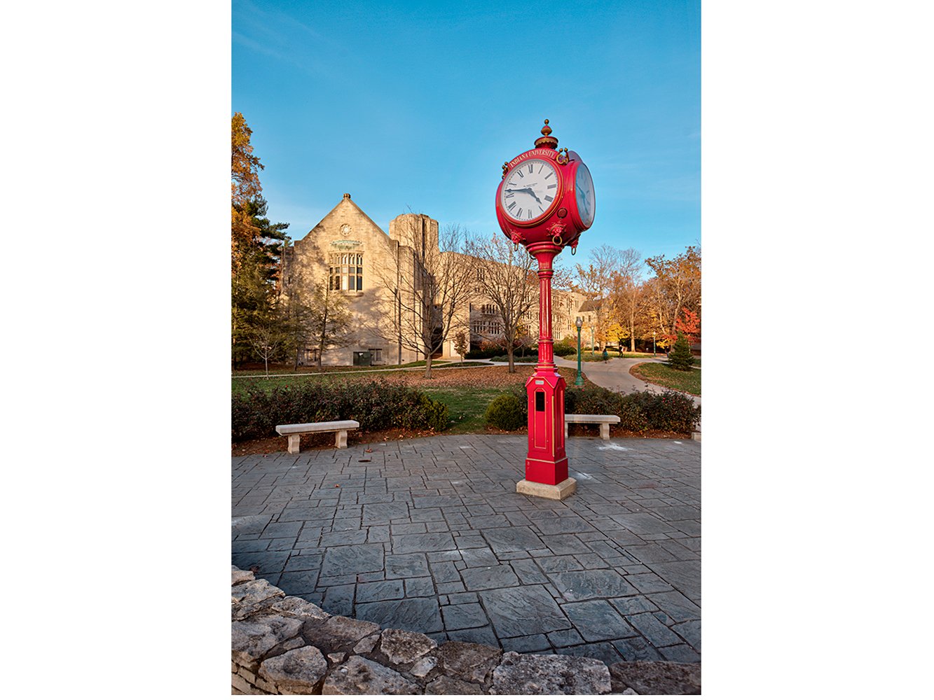 IU Red Clock Tower, Bryan Hall View Print
